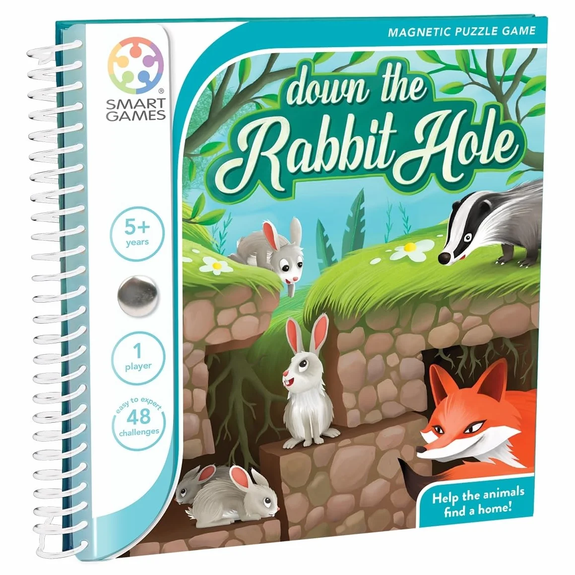 Smart Games - Down the Rabbit Hole, Magnetic Puzzle Game with 48 Challenges, 5+ Years