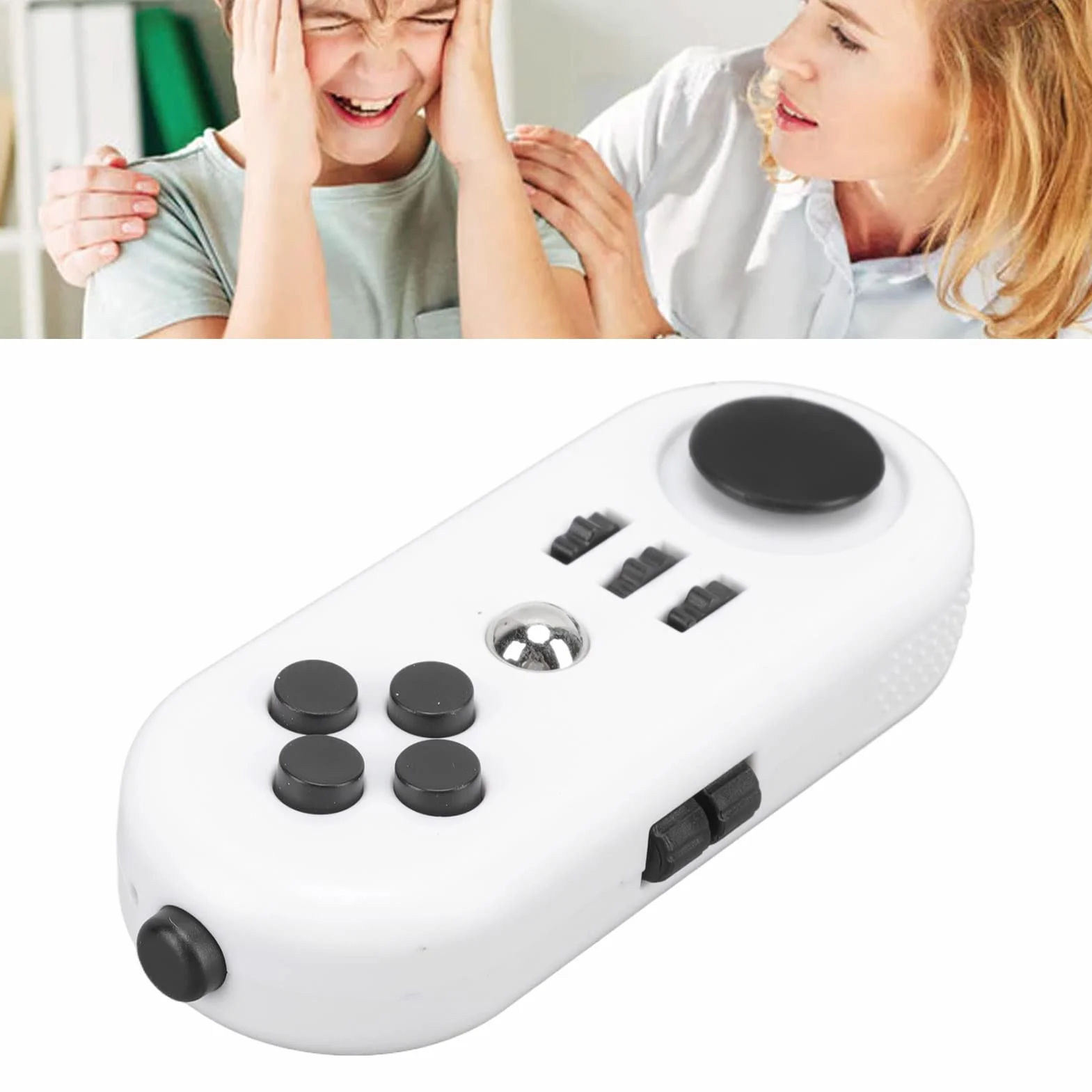 Przenośna Niepokój Sensoryczna Zabawka EDC Niepokój Stres Relief Zabawka Sensoryczna ADHD Autyzm Sensoryczne Fidgets Kontroler Pad Zabawka dla Dzieci i Dorosłych (5 biały i czarny)
