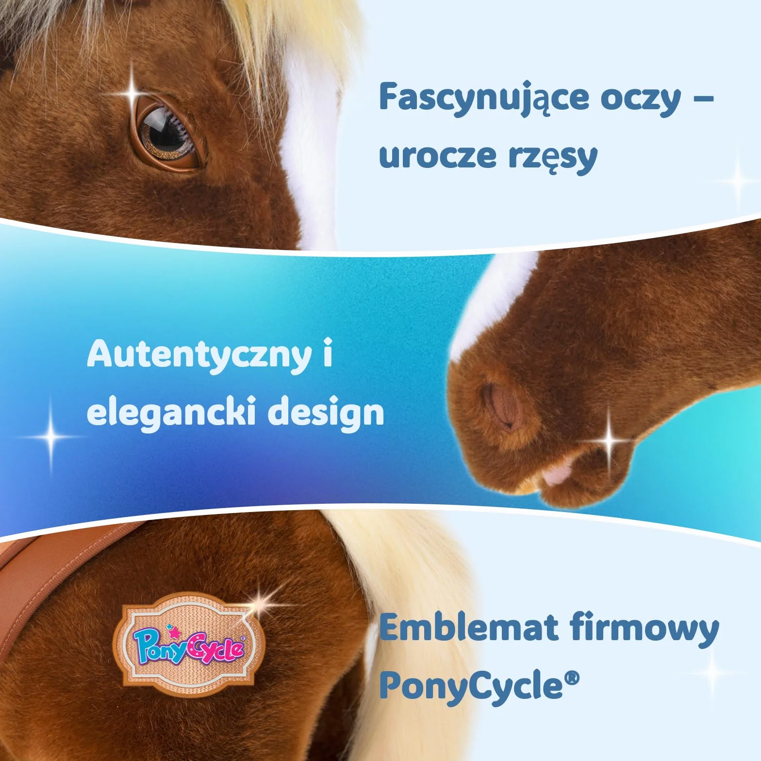 PonyCycle Kucyk do Jazdy z Dźwiękami Konia dla Dzieci w Wieku 3–4 Lat, Pluszowy Mechaniczny Koń z Hamulcem, Zaawansowany Model Y Brązowy Koń na Kółkach, Świąteczny Prezent dla Dzieci – Y374