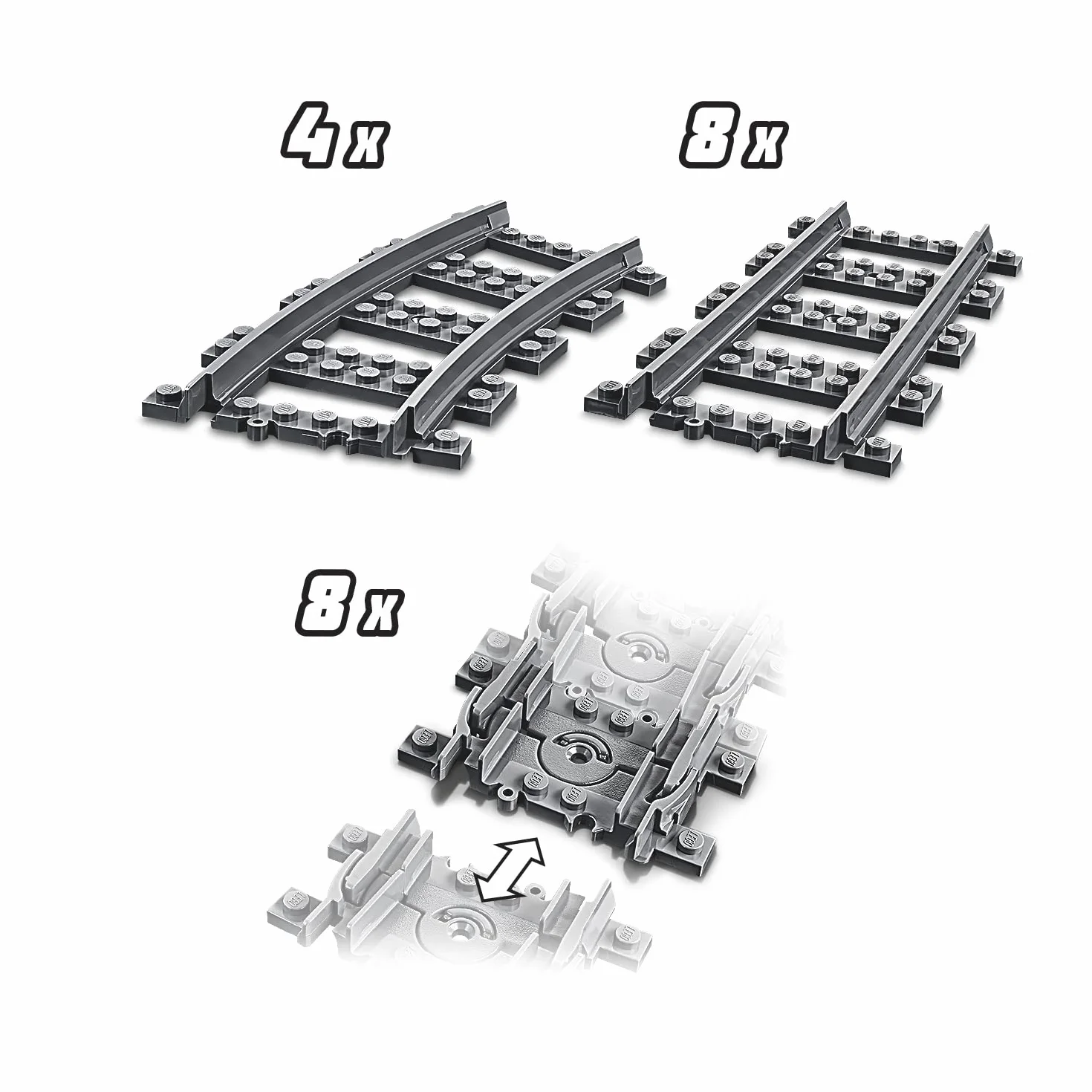 LEGO 60205 City Tory, Zestaw Kolejowy dla Dzieci, Kompatybilny z Pociągiem Pasażerskim LEGO 60337, Pomysł na Prezent na Urodziny lub Mikołaja dla Chłopców i Dziewczynek od 5 lat
