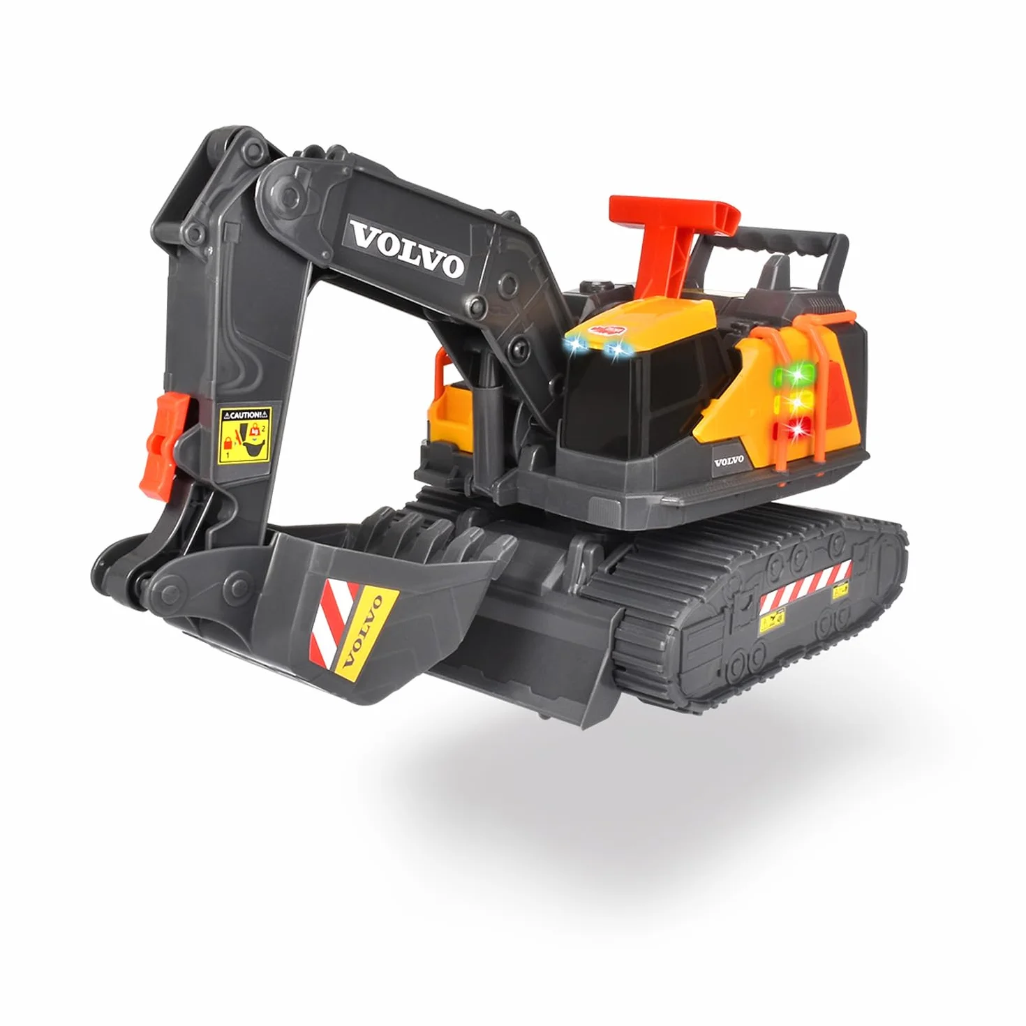Dickie Toys 203725006 VOLVO Oficjalna licencjonowana Zabawkowa Koparka z wykrywaniem ciężaru, wykrywa 3 różne poziomy ciężaru, światło i dźwięk, 30 cm, do zabawy w piaskownicy dla dzieci od 3 lat