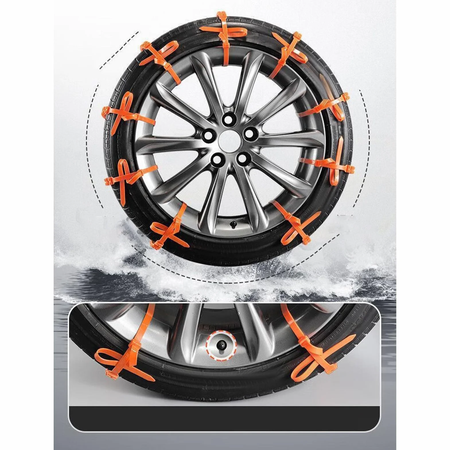 Snow Chains For Car Tires - 10 Pieces Zip Ties For Tires In Snow Anti Slip Wheel, Anti-Skid Traction Device, Sedan SUV Truck Outdoor Winter Driving, Road Safety Component Kit