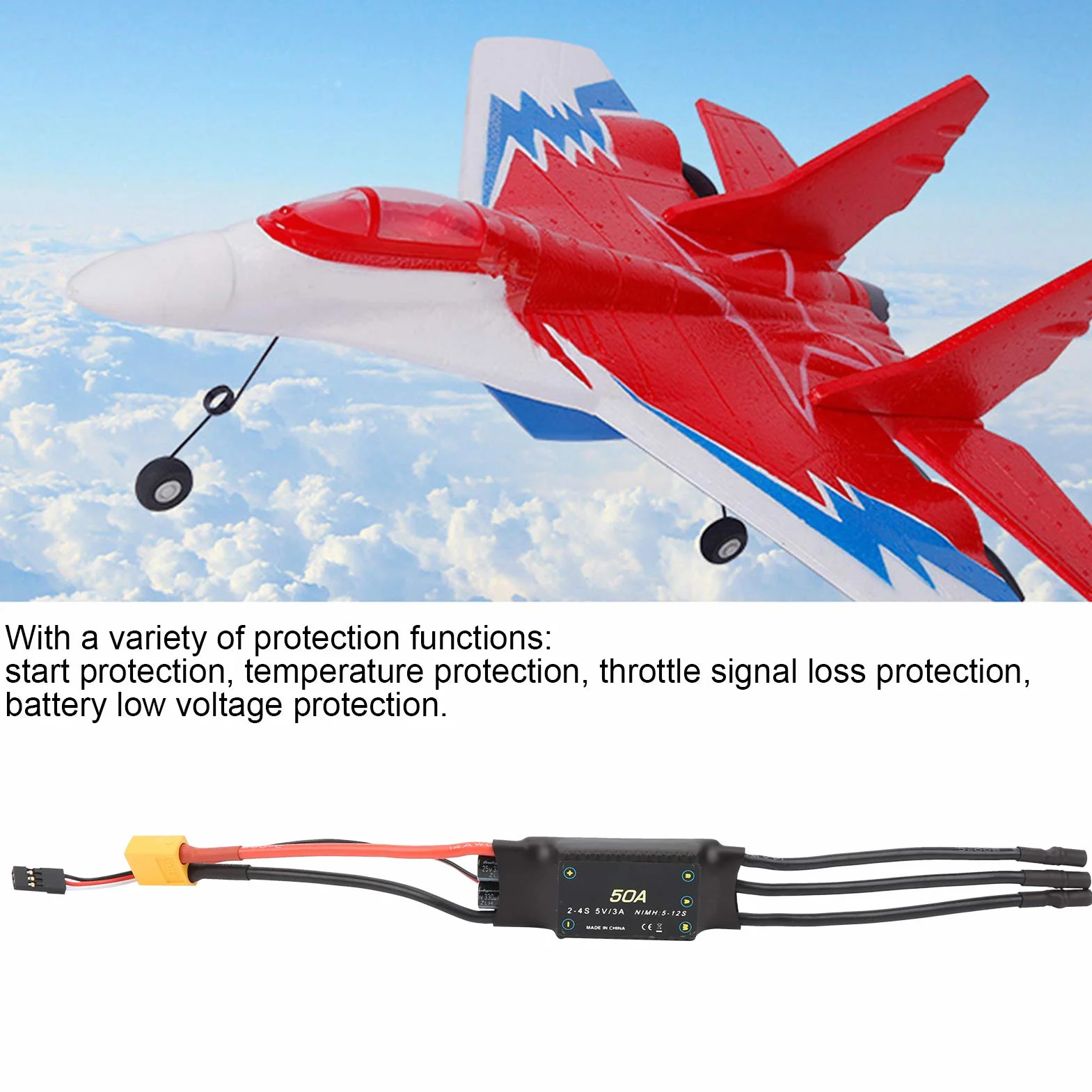 50A Bezszczotkowy ESC, regulator prędkości 5V / 3A Wyjście BEC Akcesoria RC do samolotów piankowych RC drone