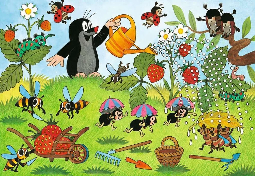Kinderpuzzle 2x24 Teile - Der kleine Maulwurf - Der Maulwurf im Garten