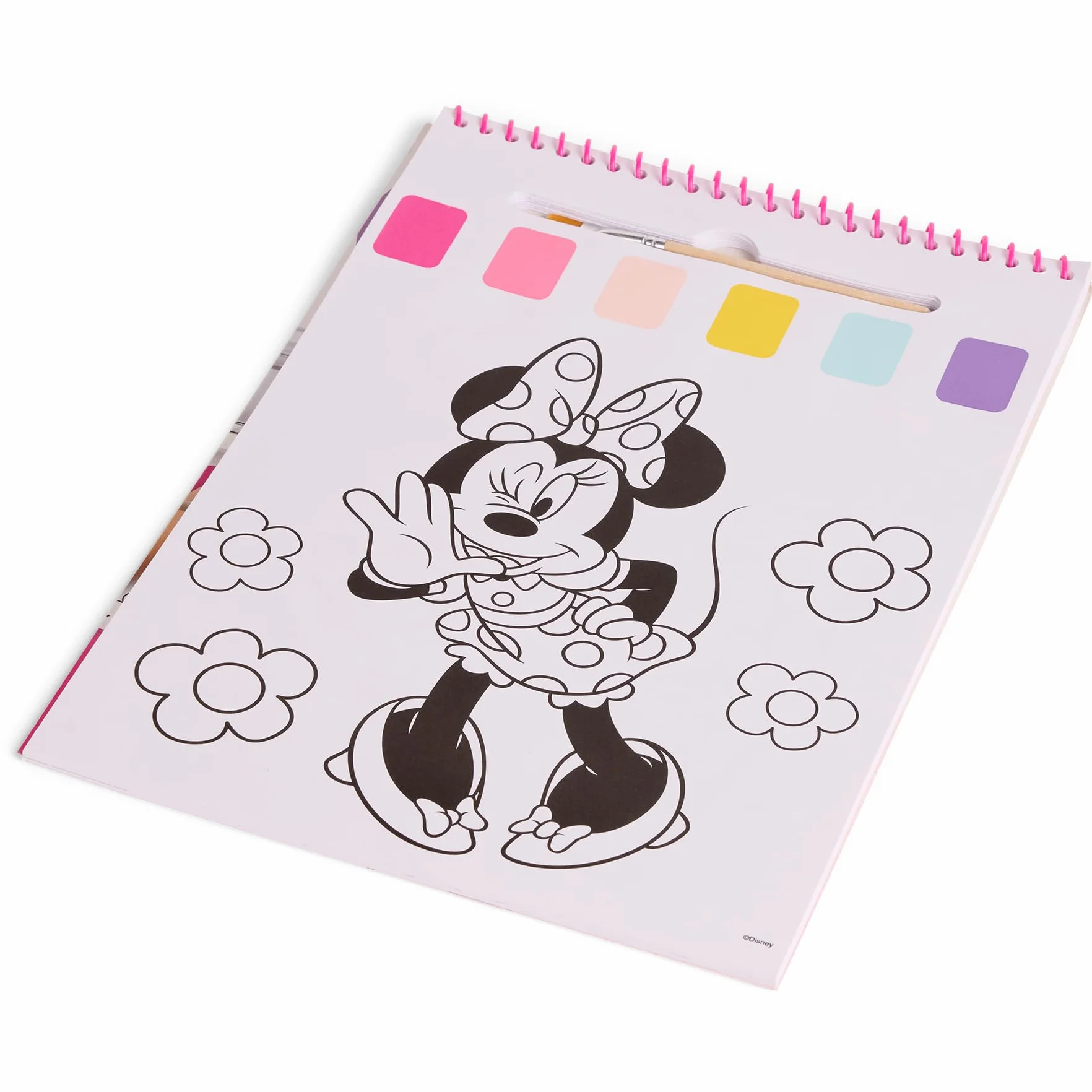 Disney Junior Minnie Mouse - Książeczka do Malowania Wodą z Pędzelkiem - 24 Magiczne Obrazki - Dla Dzieci od 3 Lat (MM24355)