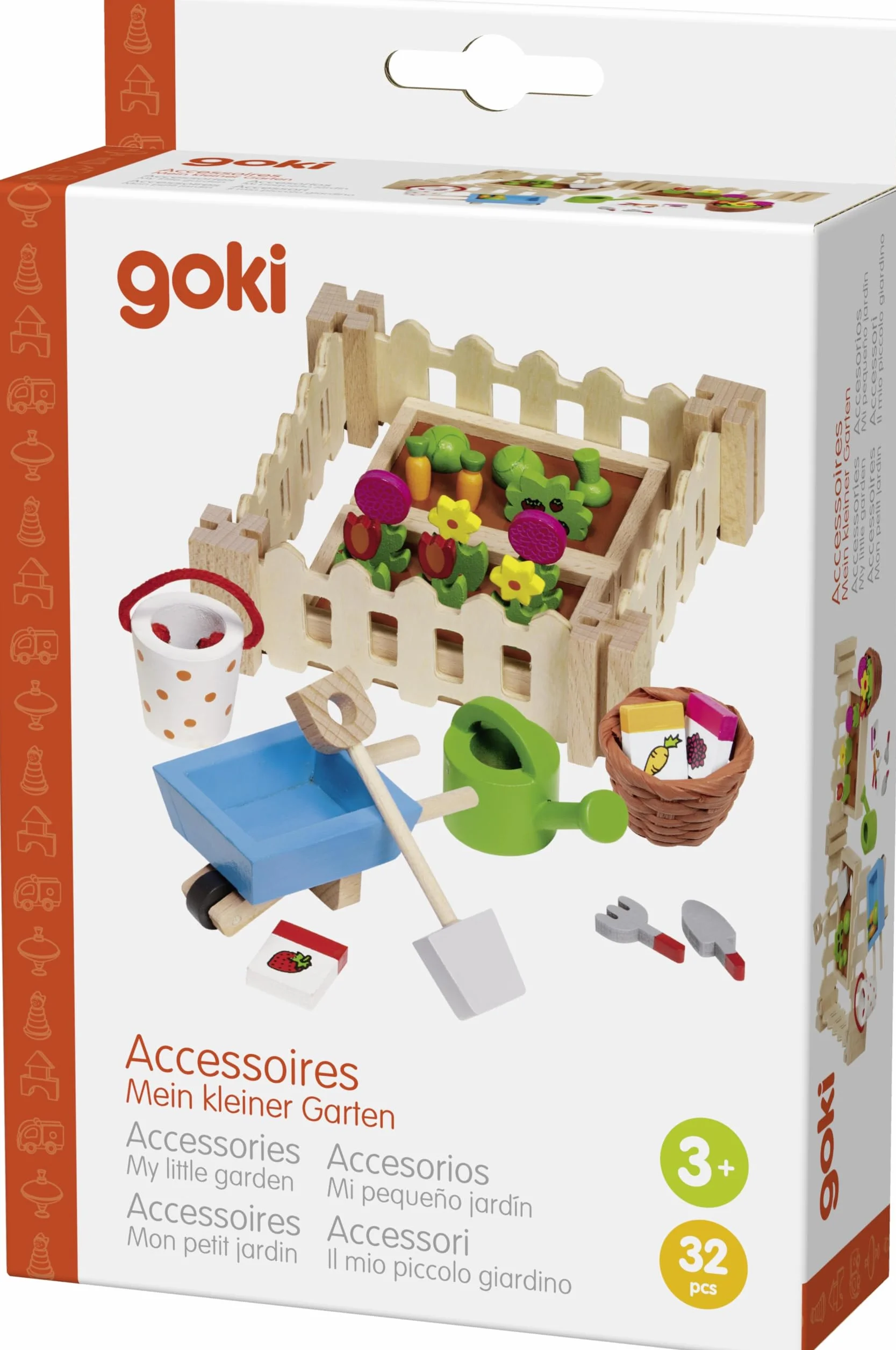 Accessoires Mein kleiner Garten, für die Puppenhäuser: Beet 7,7 x 5,3 x 1,8 cm, Holz, 32 Teile, per Set