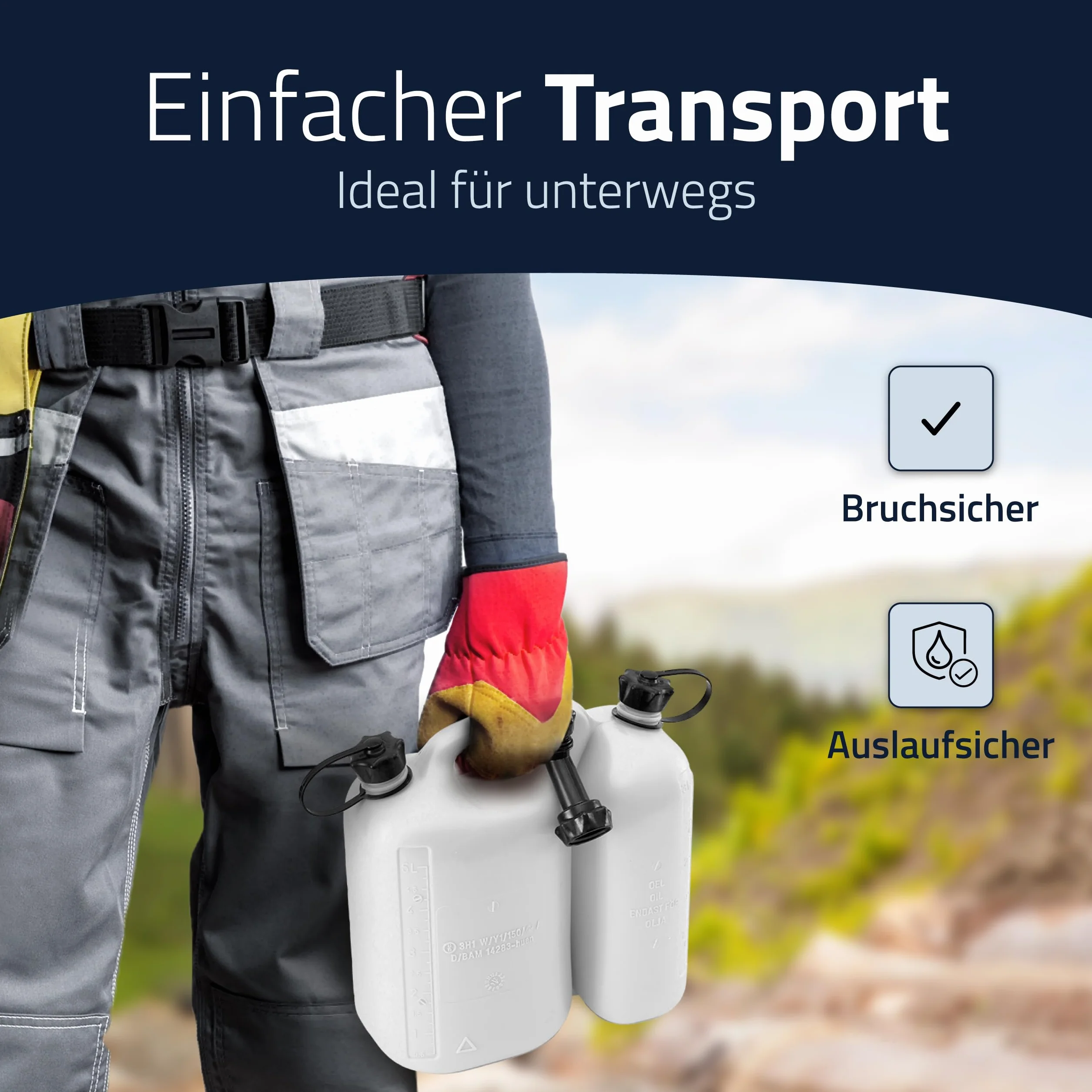 Podwójny kanister ECO 5,5+3L na paliwo benzynę, Hünersdorff