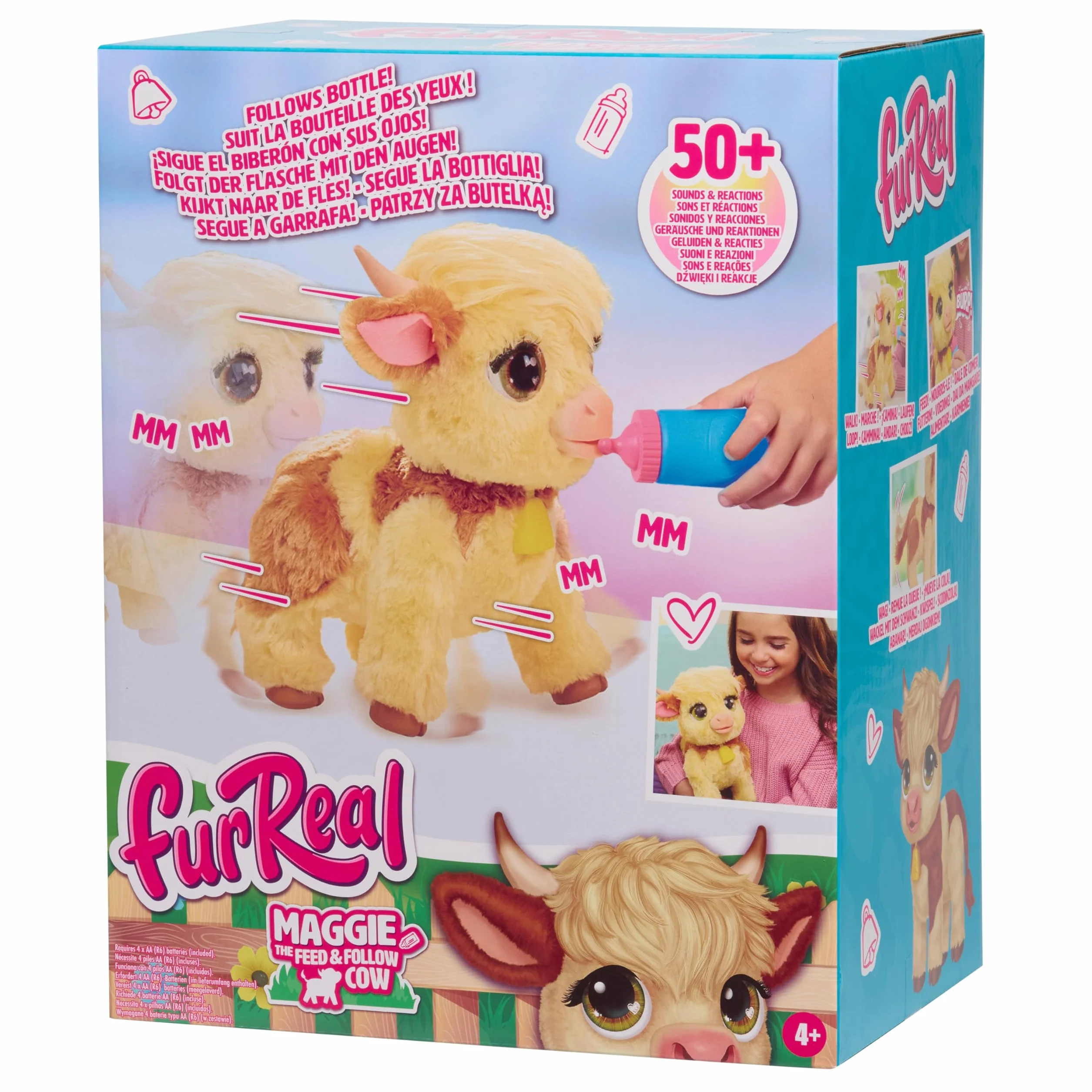 furReal Maggie the Feed & Follow Cow, 11 Inch Interactive Highland Mini Cow, for Boys and Girls, Ages 4 and up