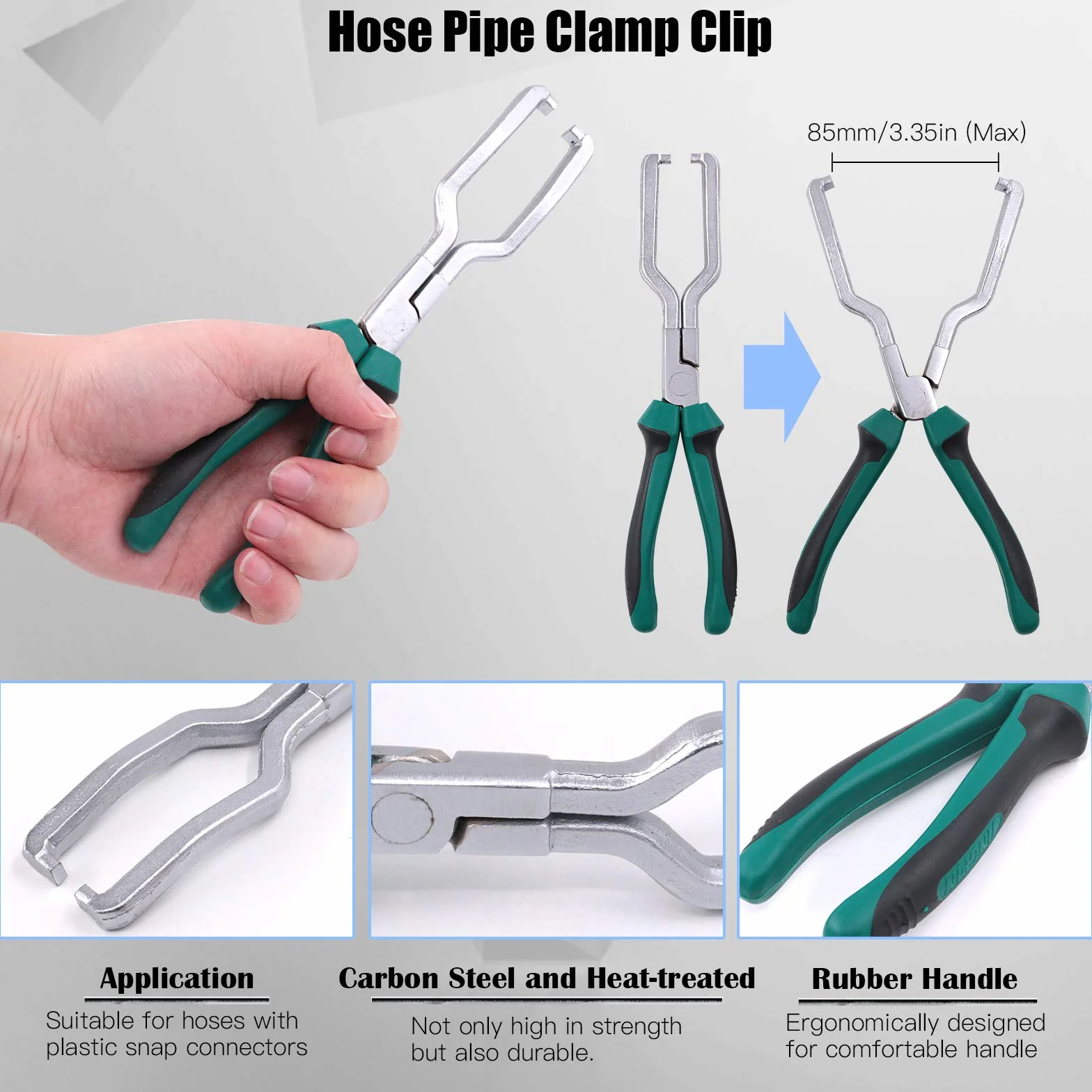 Glarks Zestaw 3 szt. Fuel Line Pliers Set 9 Inch Fuel Filter Caliper Pants Pipe Clamp Clip and 80 Degree Disconnect Pliers Set for Auto Maintenance