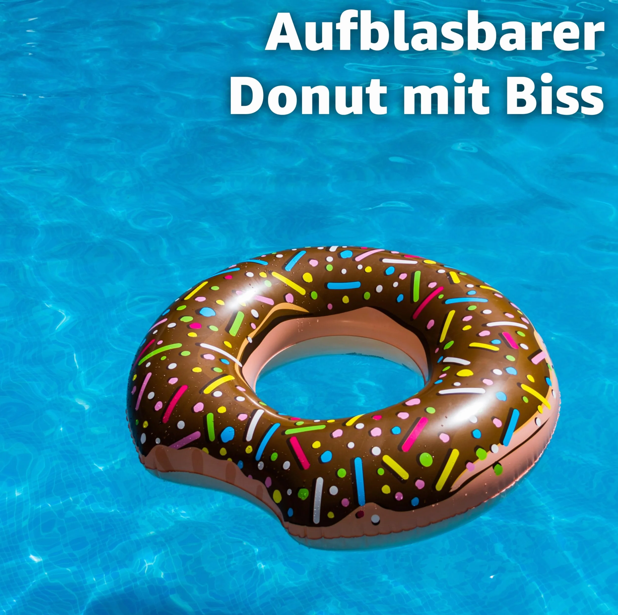 TK Gruppe Timo Klingler dmuchany donut do pływania o średnicy 120 cm + dmuchany uchwyt na napoje, dmuchane koło nad wodę, dla dorosłych i dzieci