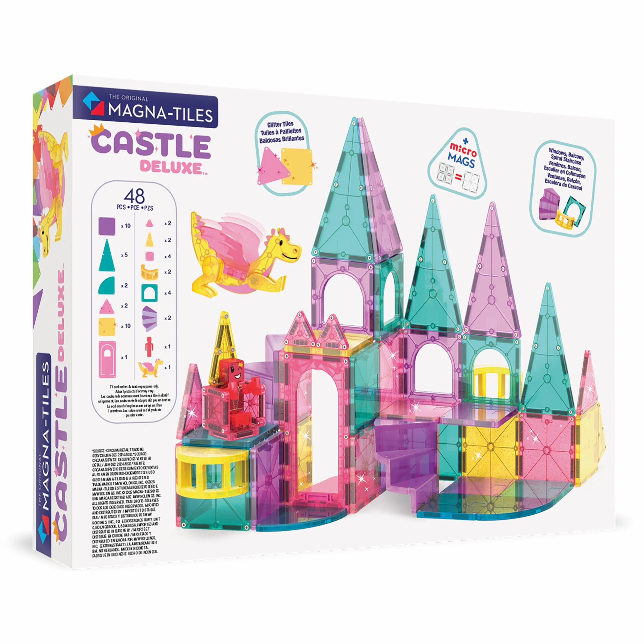MAGNA-TILES Castle DLX Magnetyczny zestaw konstrukcyjny, 48 sztuk