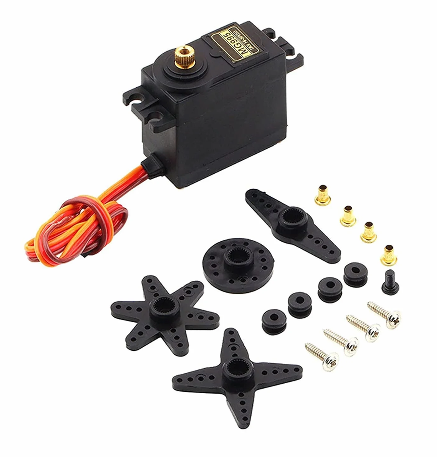 MMOBIEL Zestaw mikroserwomotora 55 g 90° do smoka RC/Coche/Aeroplano/Helicóptero/Vehículos/Robots/Kompatybilny z con proyectos Arduino y Raspberry Pi w zestawie. tornillos y 4 servobrazos