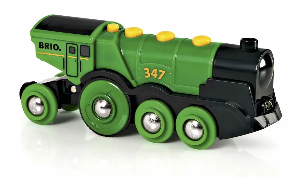 BRIO World Big Green Action lokomotywa drewniany pociąg zasilany bateriami dla dzieci w wieku od 3 lat - kompatybilny ze wszystkimi zestawami kolejowymi BRIO i akcesoriami