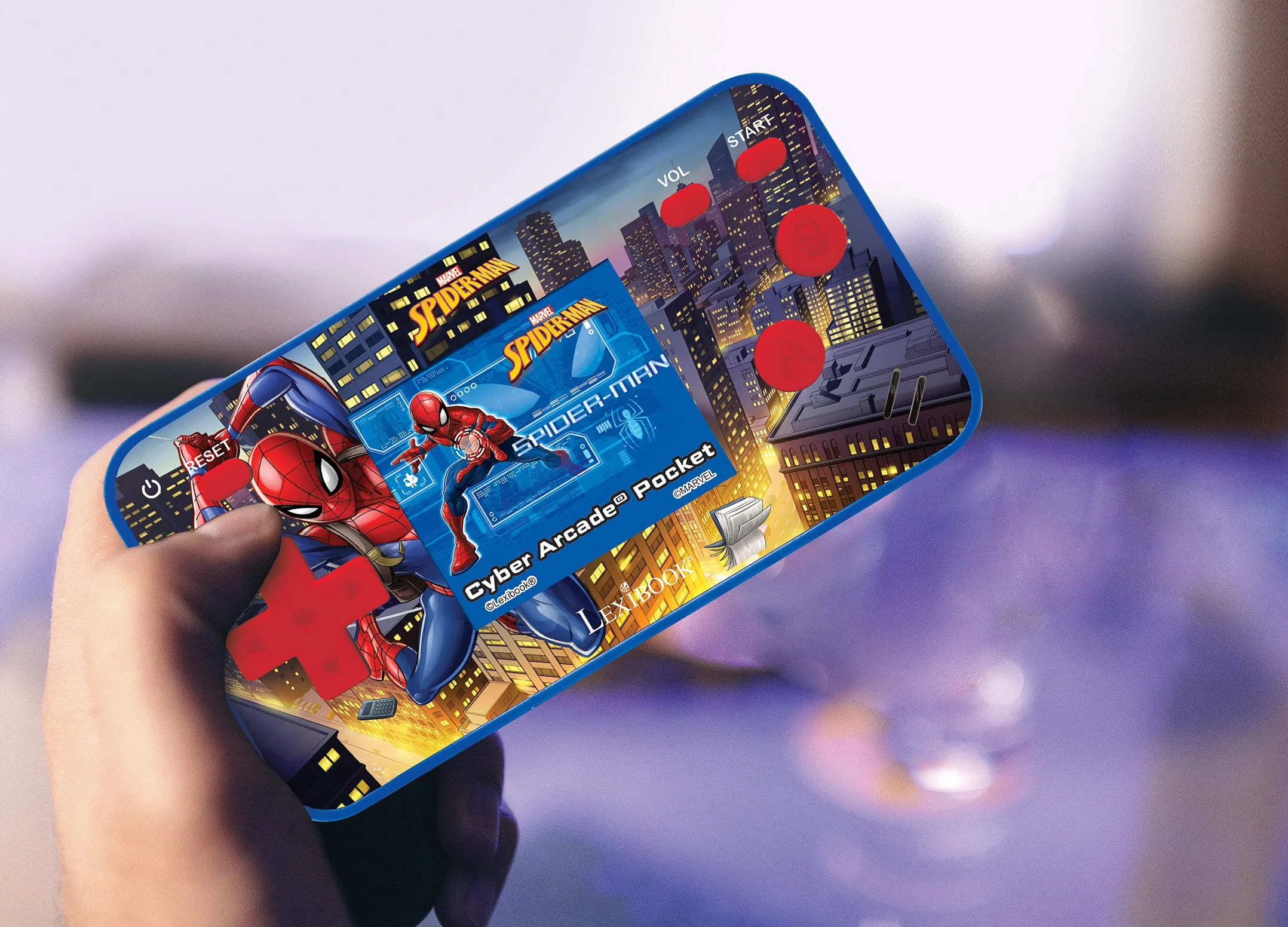 Lexibook Spider-Man JL1895SP Przenośna Konsola do Gier dla Dzieci w Wieku od 3 Lat, 150 Gier, LCD, Zasilana Bateriami, Czerwona, Niebieska, JL1895SP