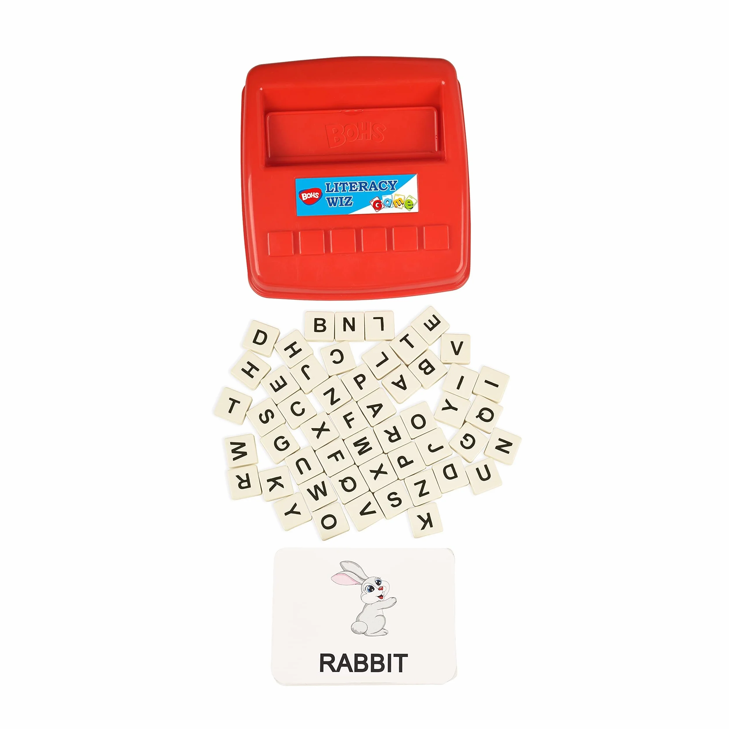 BOHS Literacy Wiz zabawna gra - duże litery zobacz słowa - 60 kart pamięci flash - Zabawki edukacyjne do nauki języka przedszkolnego