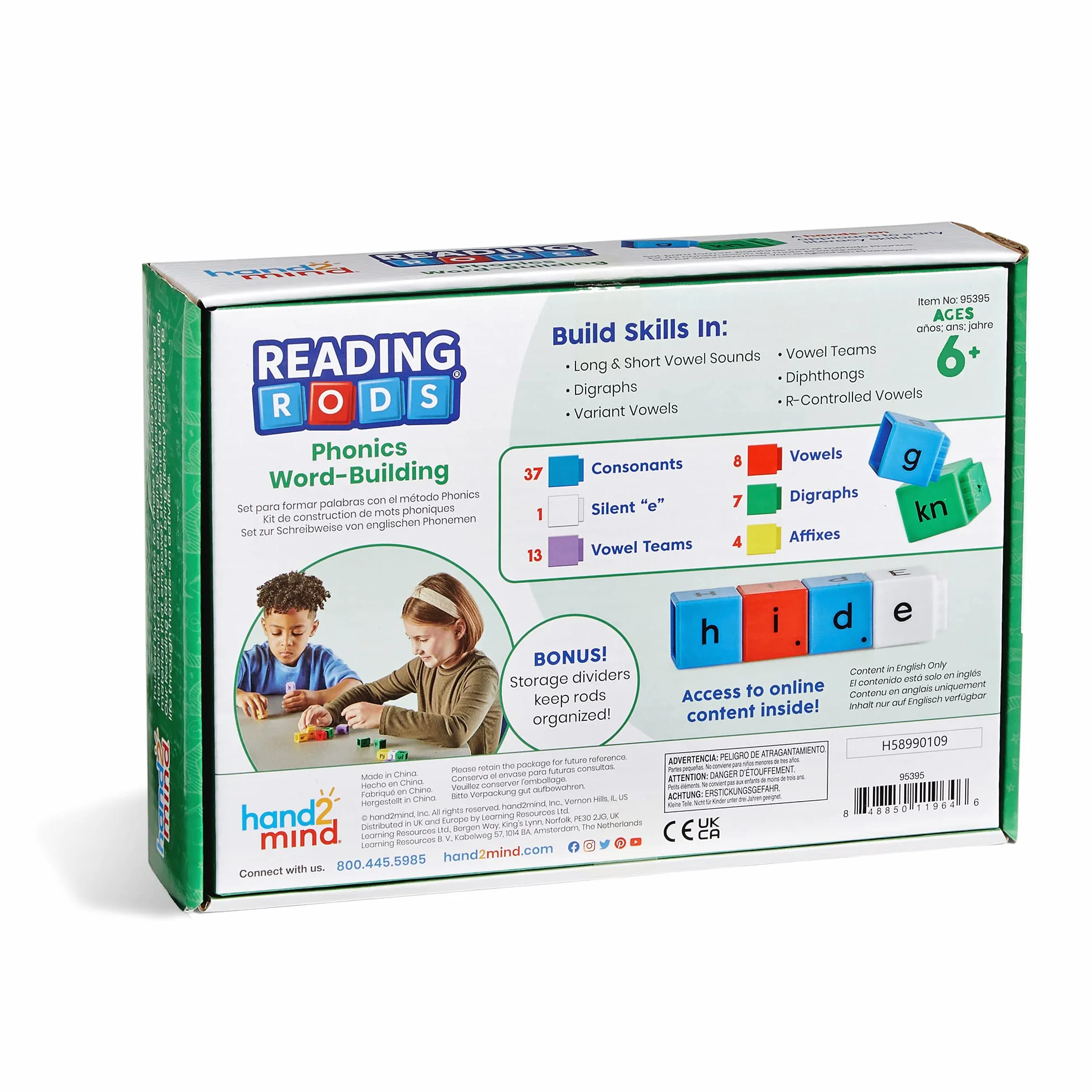 Klocki Reading Rods do Fonetycznej Nauki Czytania i Tworzenia Słów marki Learning Resources, Nauka czytania, Zabawa w tworzenie słów, Zabawki do nauki ortografii