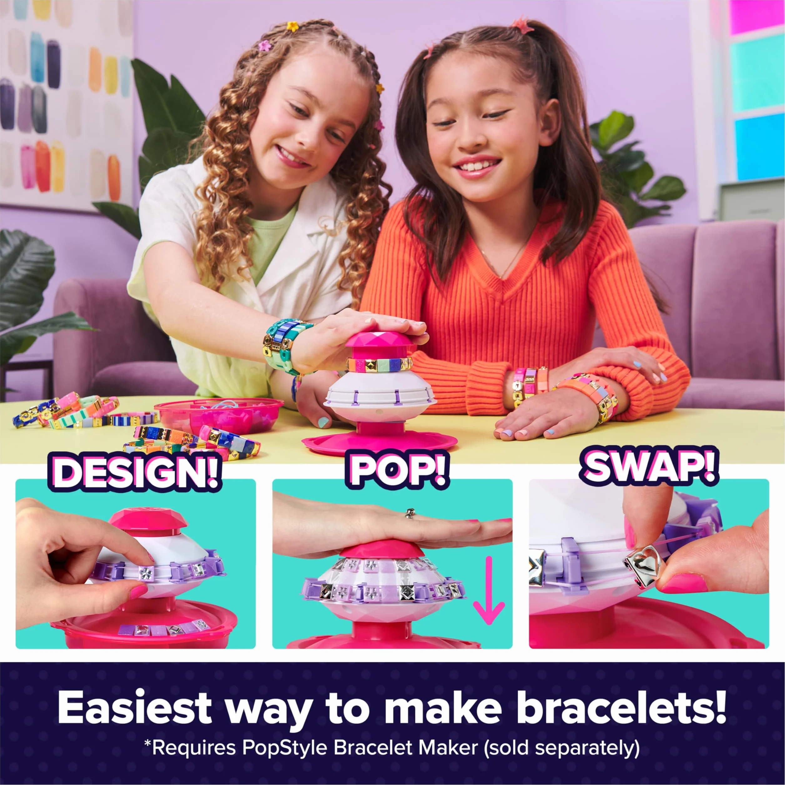 COOL MAKER - POPOKRYCIE STYLOWE PACK STRASS I PALLETTES - Przedłużenie do maszyny - Bransoletka przyjaźni - Prosta obsługa - Prosty trend - Zabawki dla dzieci 7 lat i + - zestawy do majsterkowania