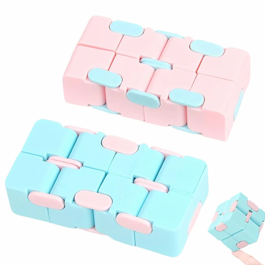 2 sztuki zabawek Fidget Infinity Cube dla dorosłych i dzieci, ulga w stresie i niepokoju, Killing Time Fidget Toys Nieskończona kostka dla pracowników biurowych (niebieski i różowy)