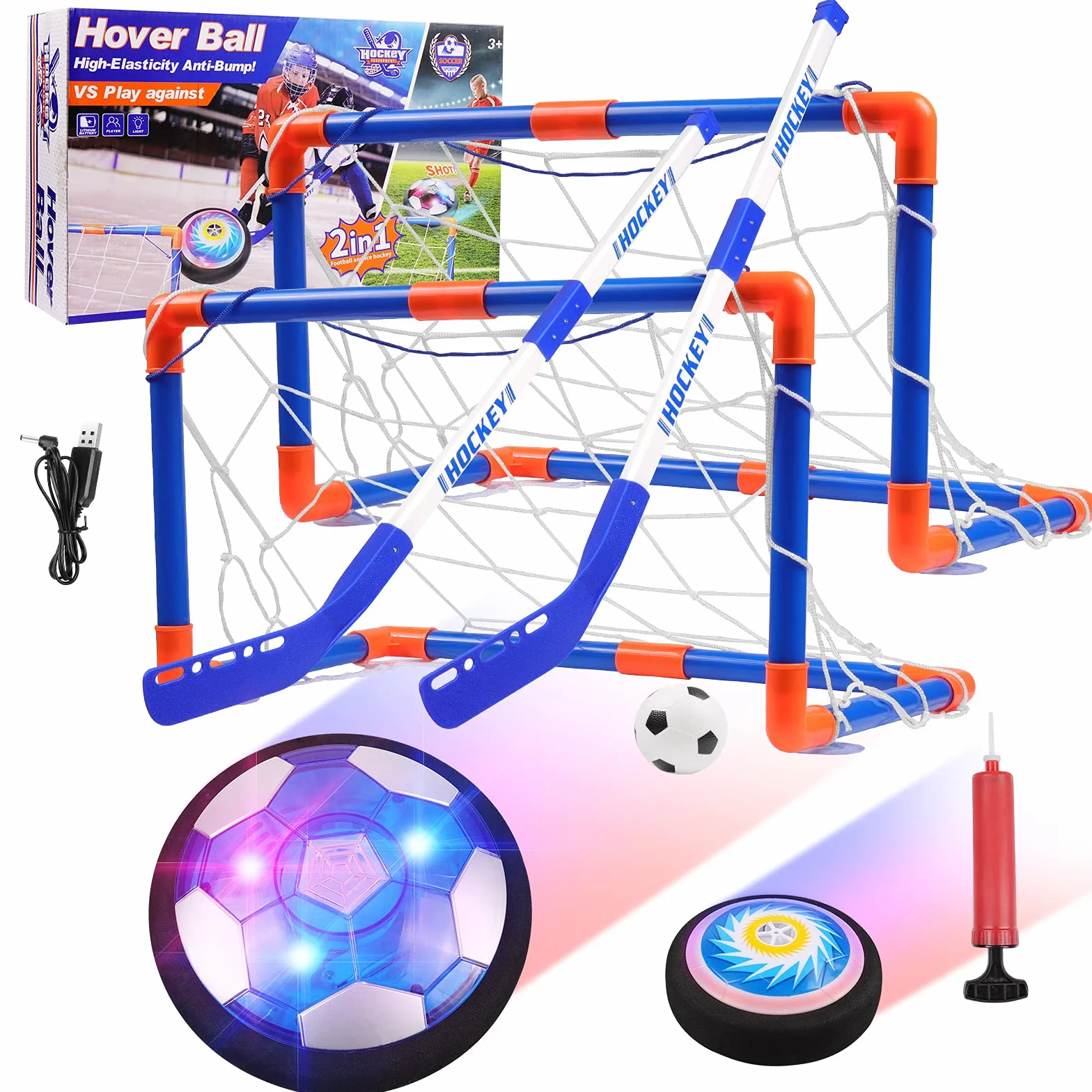 Diealles Shine Air Power zabawka do piłki nożnej dla dzieci, piłka nożna Hover Soccer Ball z oświetleniem LED, pianka, zderzaki, prezent dla chłopców i dziewczynek, do uprawiania sportu, wewnątrz i na