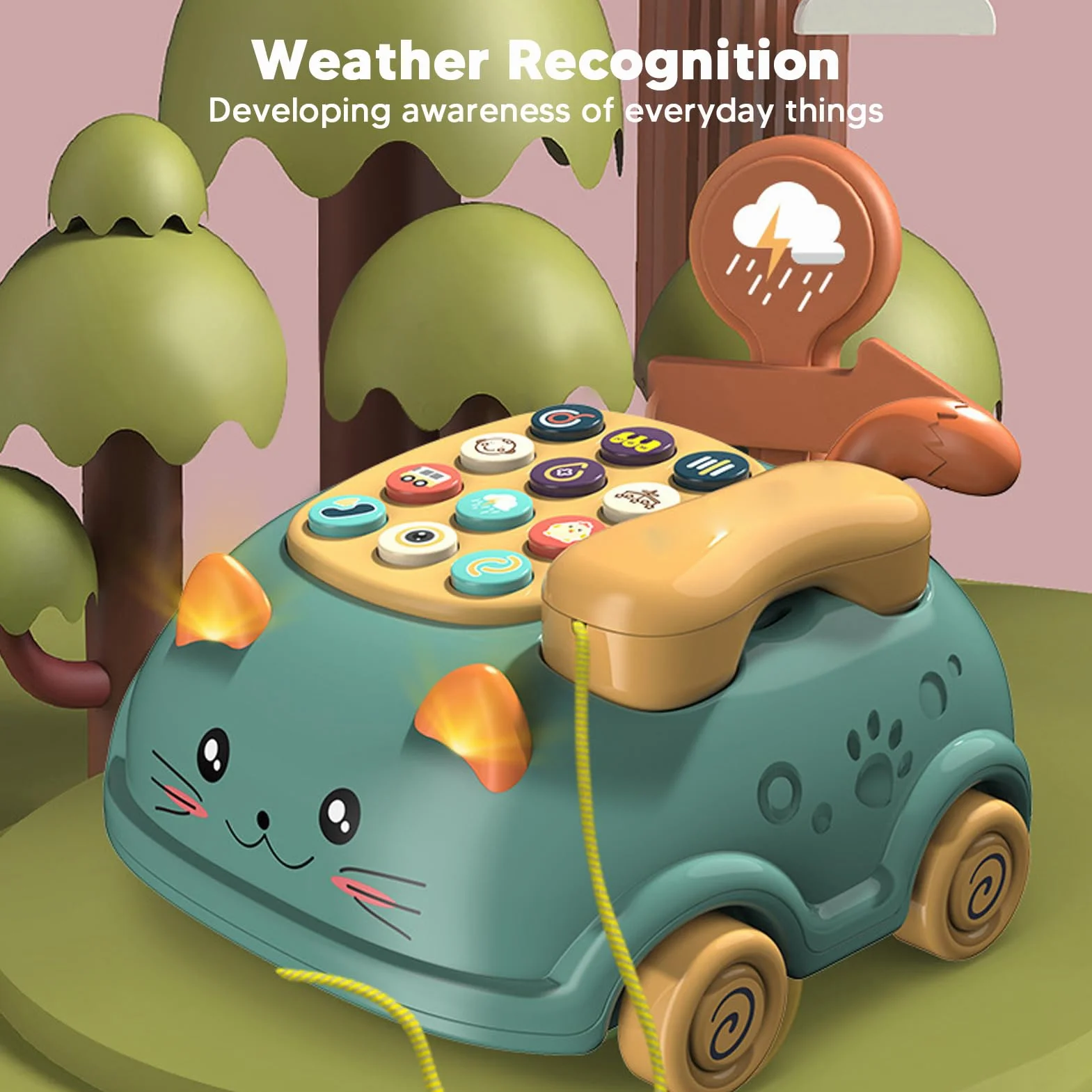 Sorandy Zabawka Telefoniczna dla Niemowląt, 12 Klawiszy Baby Piano Music Light Toy, Symulowana Muzyka Edukacyjna Wczesna Nauka dla Chłopców i Dziewcząt Early Education (18 m+)