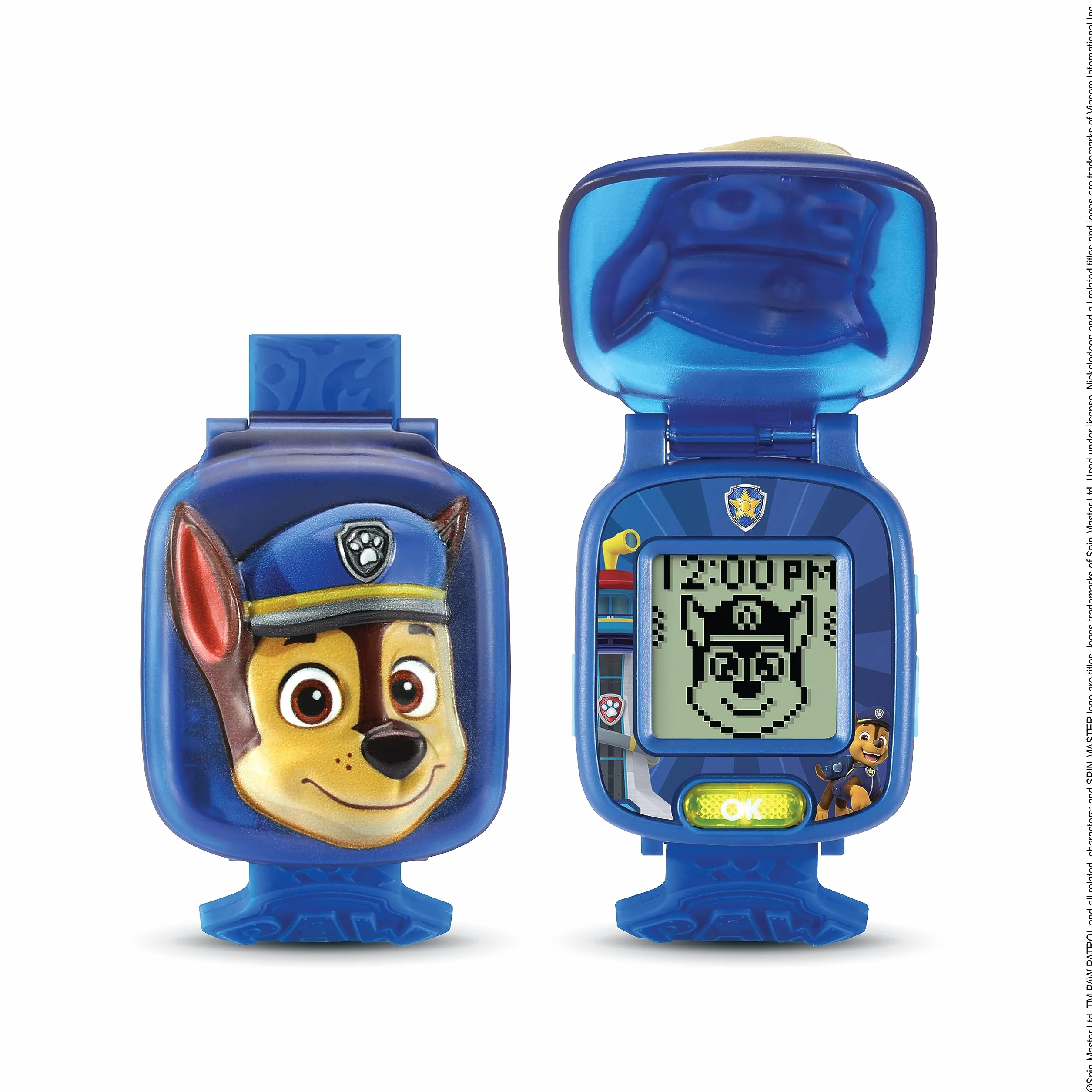 VTech PAW Patrol interaktywny zegarek Chase, zegarek dziecięcy z 4 grami, kolorowy ekran, z głosem Rydera, funkcja budzika i timera, język włoski, baterie w zestawie, 3-7 lat