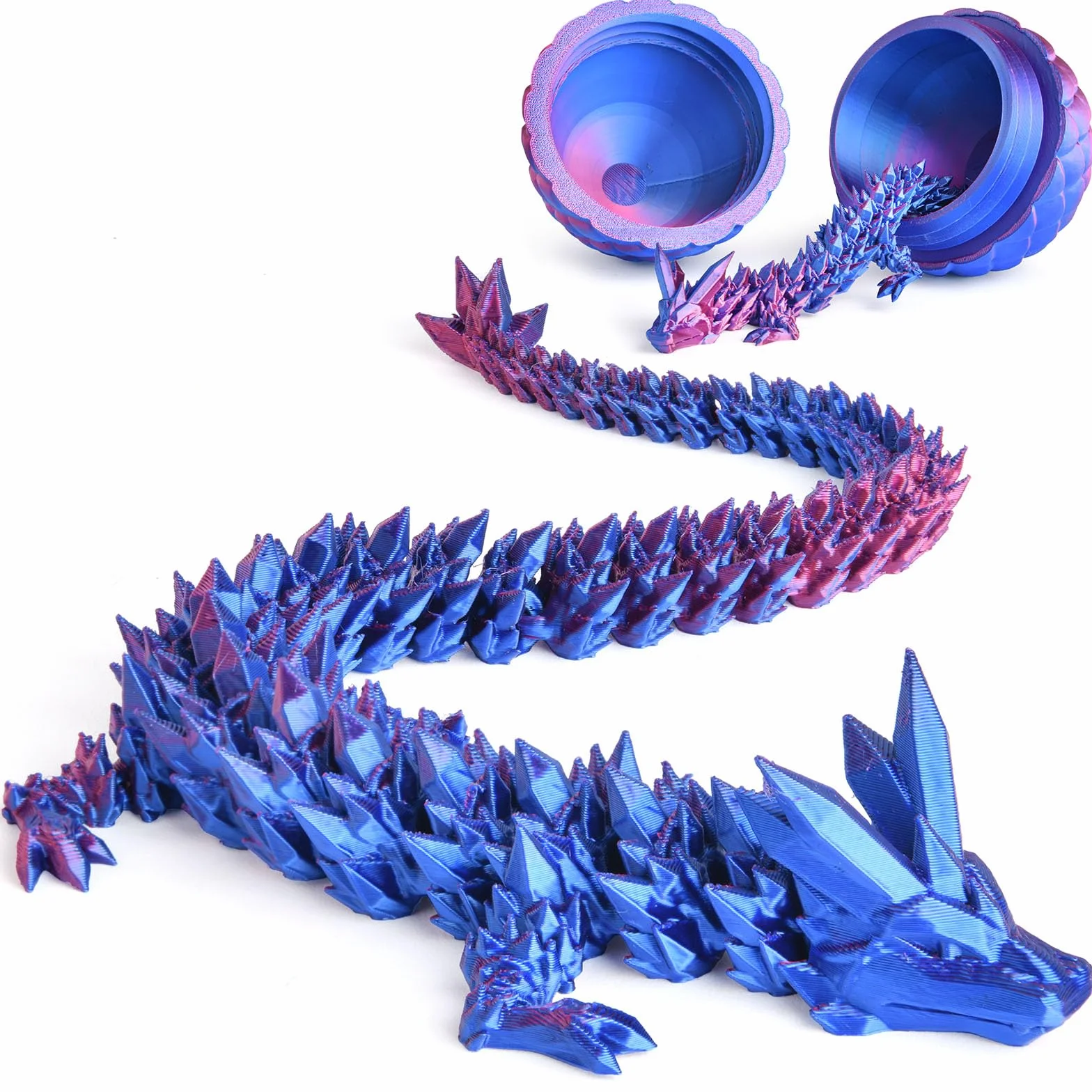 OSDUE Zabawka na biurko z nadrukiem 3D, smocze jajko, giętka i elastyczna, ze zdejmowaną tajemnicą, zabawka fidget, do polowania na jajka wielkanocne, dekoracja domu, biura dla dzieci, lazurowy fiolet