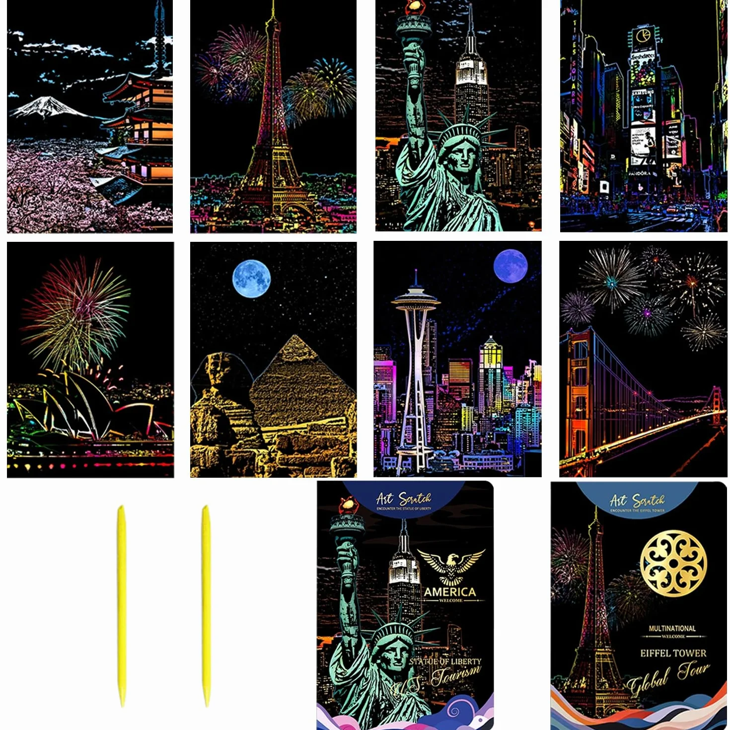 Georgie Porgy Zestaw obrazków do zdrapywania dla dzieci i dorosłych, Magic Rainbow Scratch Art, papier do zdrapywania na Boże Narodzenie, prezent urodzinowy z zestawem narzędzi do zdrapywania (A5