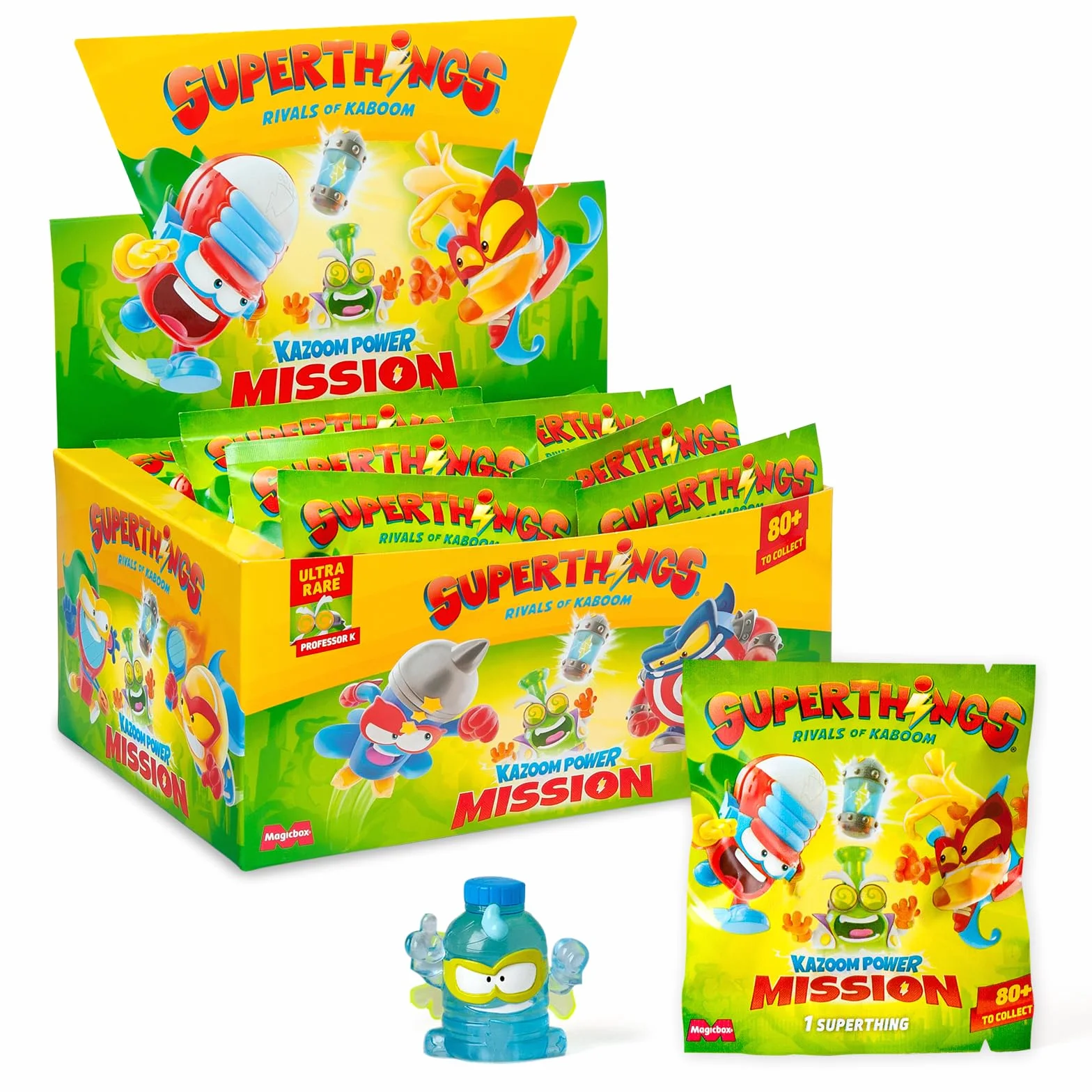 SUPERTHINGS KAZOOM Power Mission – One Pack. Zestaw 25 saszetek z figurkami kolekcjonerskimi. Zawartość każdej saszetki to 1 SuperThing niespodzianka i 1 lista kolekcjonerska