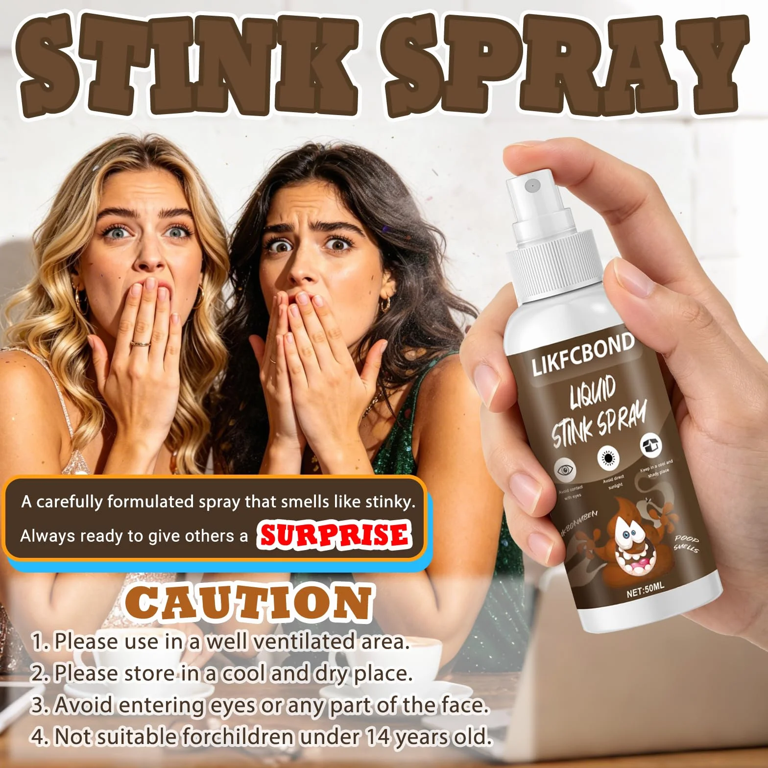 Spray Śmierdzący Żart, Płynny Spray do Zenia, Płynny Śmierdzący Spray, Śmierdzący Spray na Żarty, Spray Nięcie na Halloween Party dla Dorosłych, Spray Nieprzyjemny Zapach, 2 Sztuki, 50ML