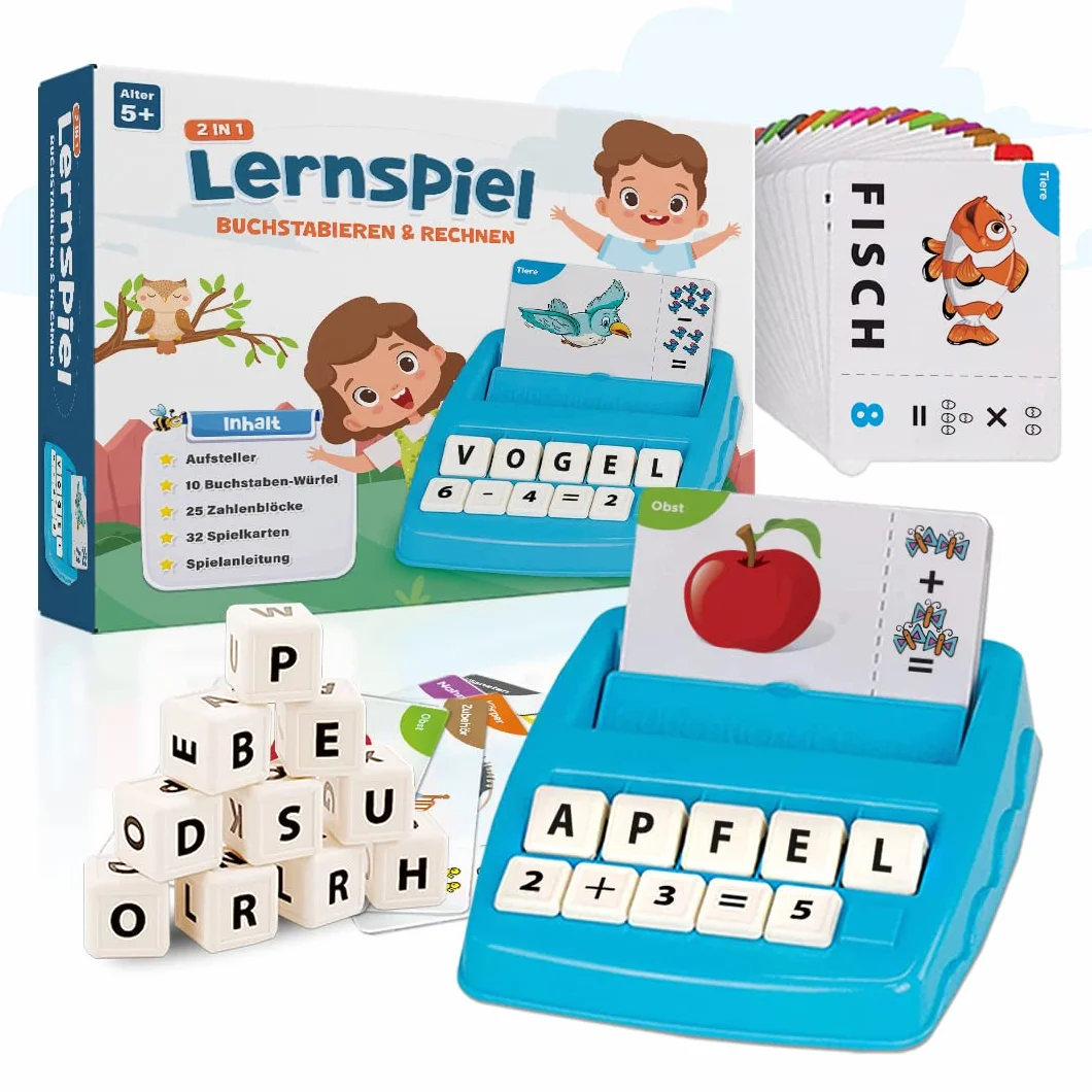 Gra edukacyjna z literami ABC Montessori od 4, 5, 6 lat, liczby, dla początkujących w szkole, 1 klasa, prezent dla przedszkolaków, zabawka edukacyjna, rozpoczęcie szkoły (turkusowa)
