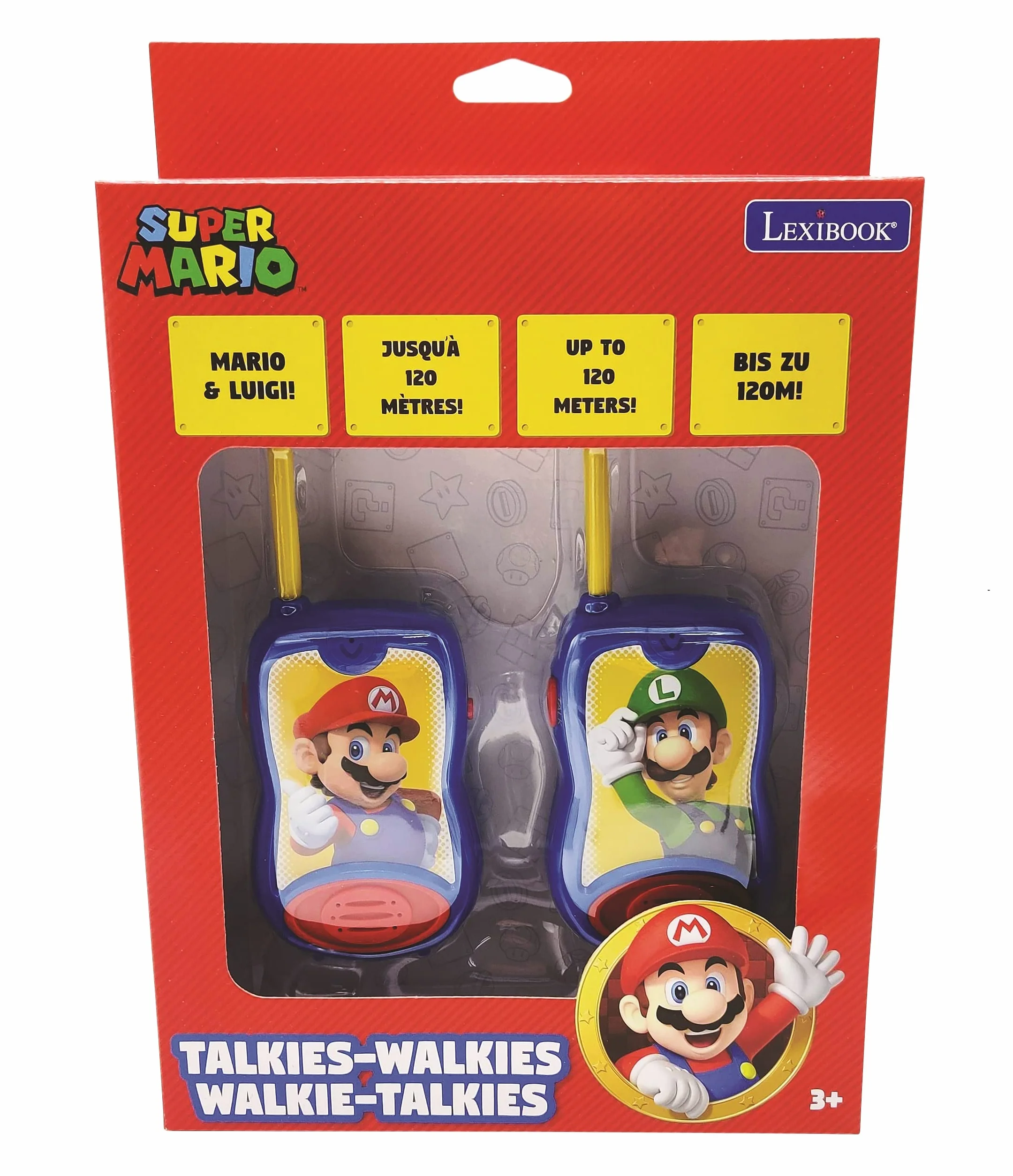 Lexibook, Nintendo Mario Walkie Talkie, Gra Komunikacyjna dla Dzieci, Chłopca, Pasek na Baterie, Niebieski, Czerwony, TW12NI