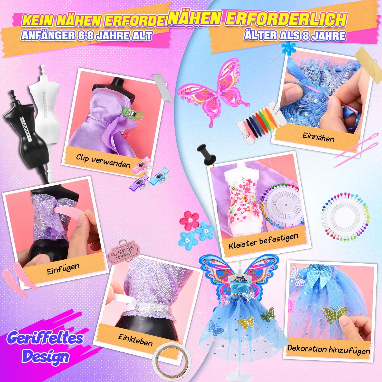 JONRRYIN Fashion Design kreatywny zestaw, 600 + kreacja mody, kreacja mody dla dzieci, kreatywny zestaw rekreacyjny dla dziewcząt, 8-12 lat