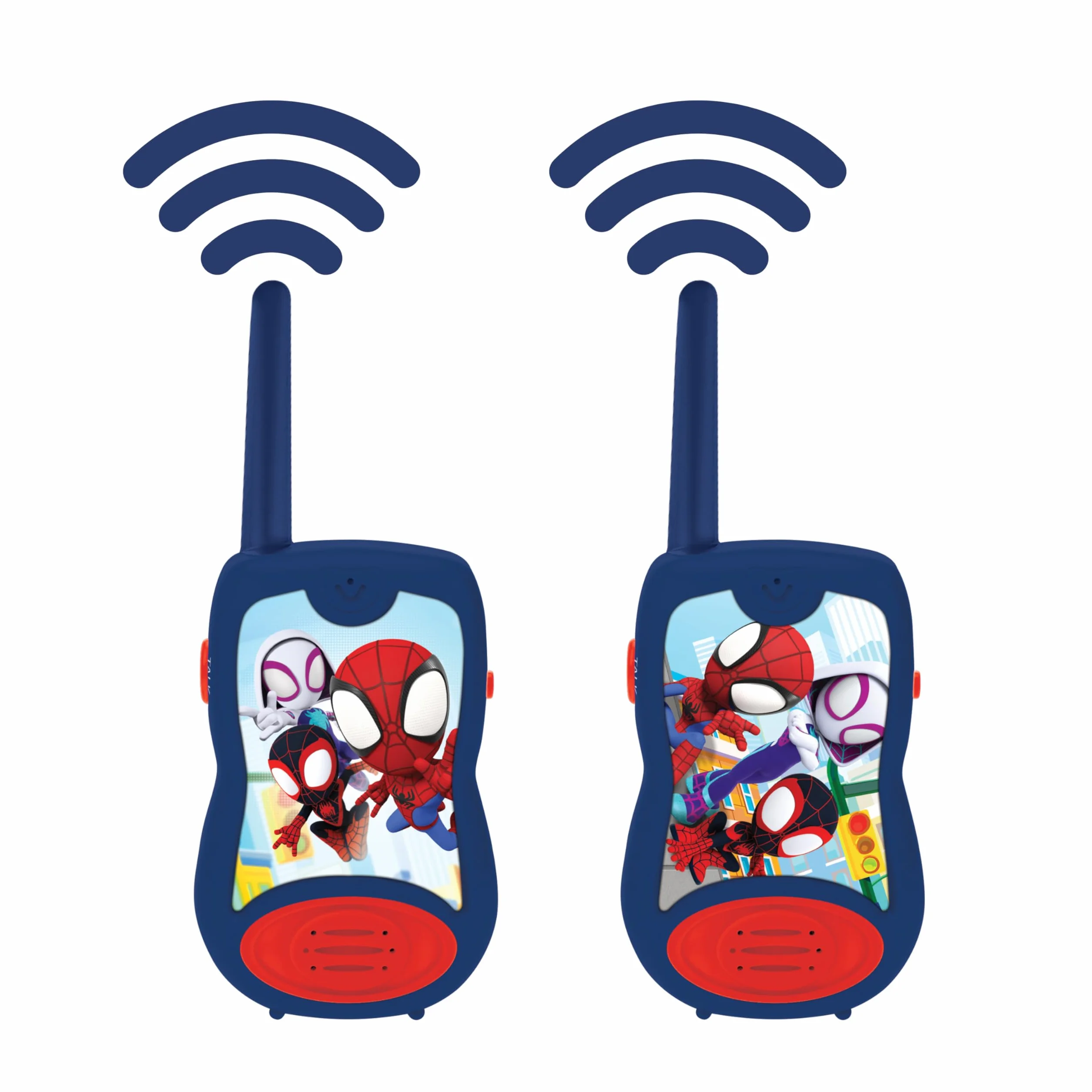 Lexibook, Spidey i Jego Niezwykli Przyjaciele, Walkie Talkie 200 M, Gra Komunikacyjna dla Dzieci, 2 Kanały Komunikacji, Pasek na Klips, Baterie, Niebieski, Czerwony, TW12SP1