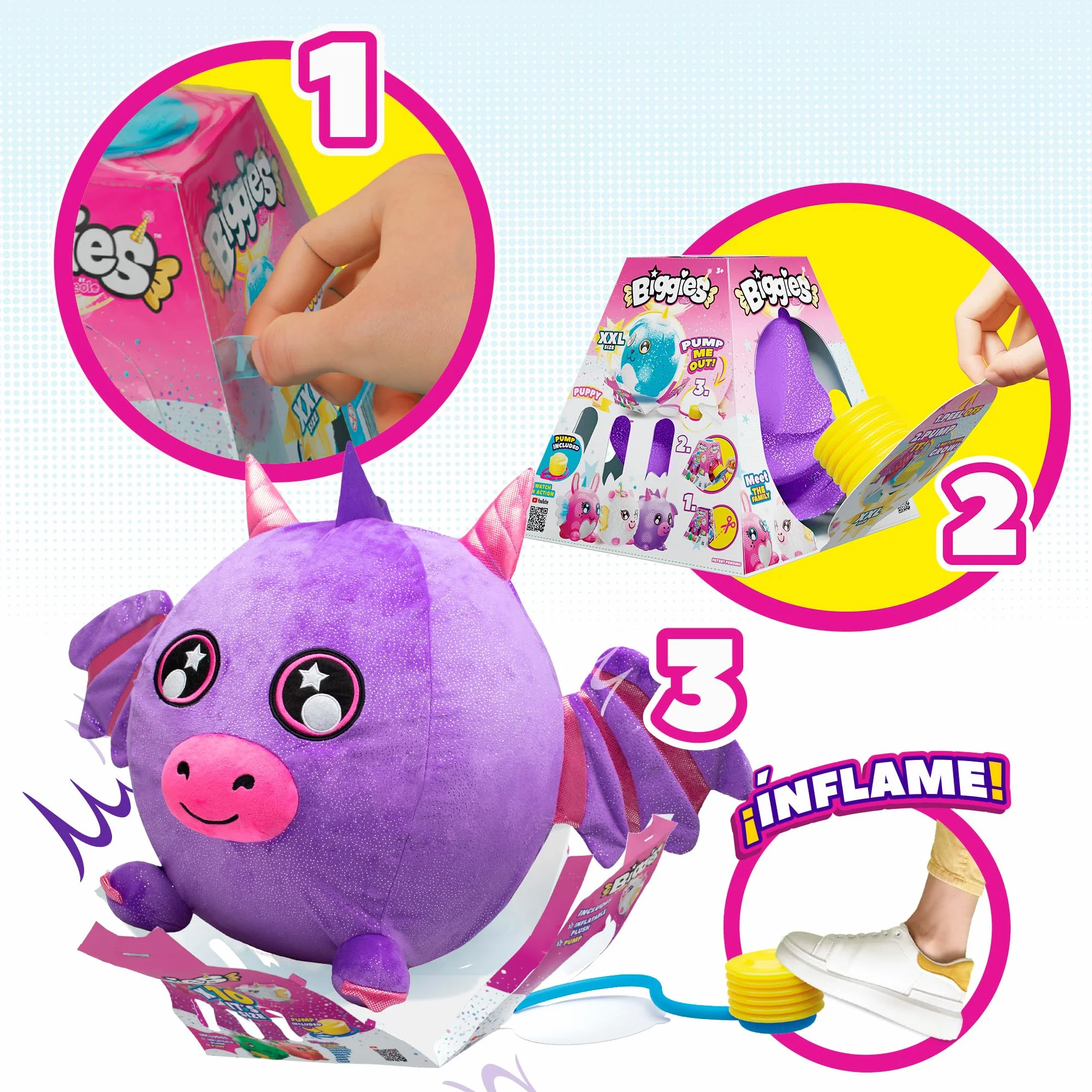 ColorBaby Biggies gigantyczny pluszowy smok, w zestawie pompka do stóp, rozmiar XXL, zabawki niespodzianki, miękka piłka, zabawki zwierzęce, prezent dla dziewczynki 3 lata, pluszowe zabawki prezent