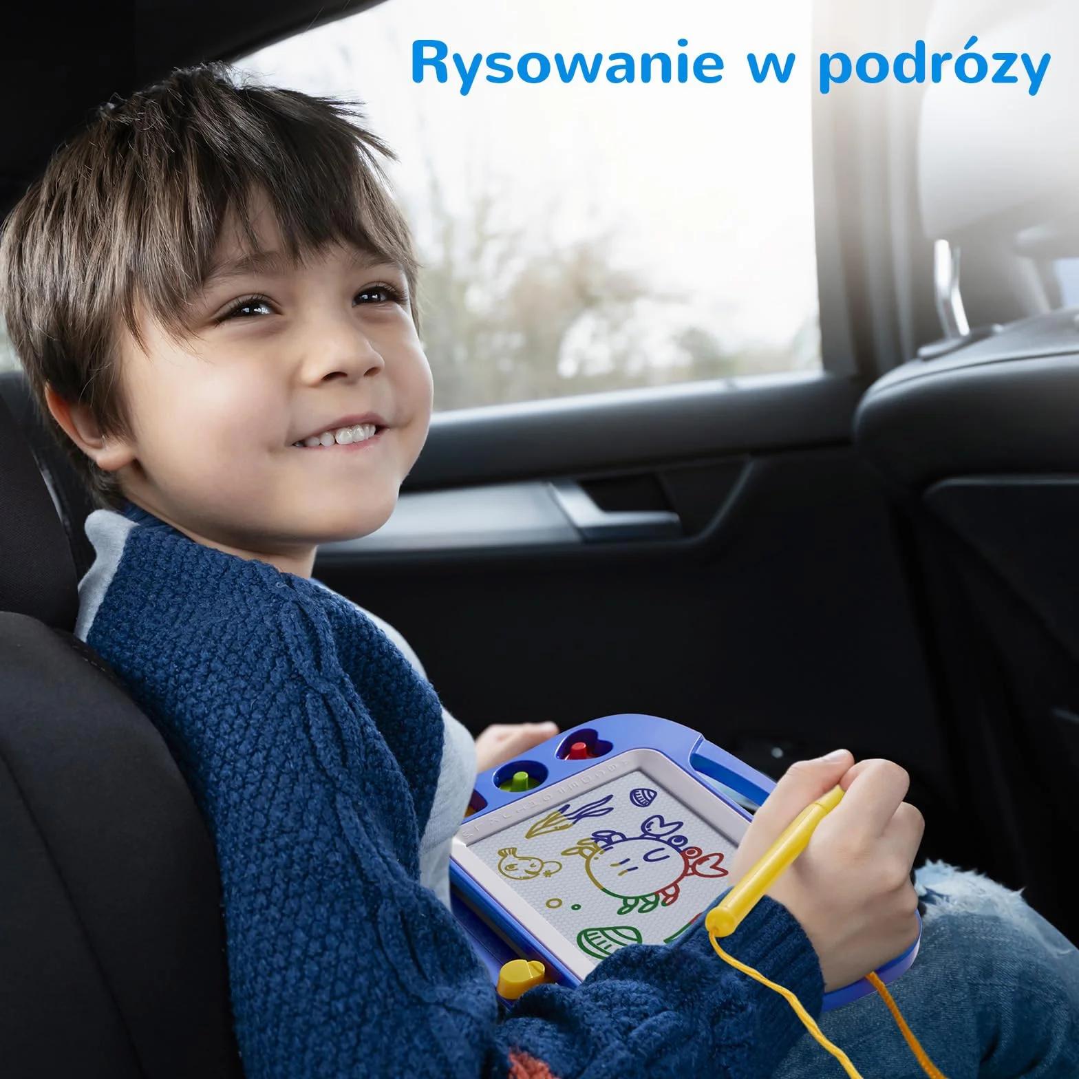 SGILE Magiczna tablica do malowania dla Dzieci, Kolorowa ścieralna Tablica Doodle z Magnetycznym Piórem, Malarska Podkładka do Szkicowania z Trzema Pieczątkami, Zabawka Podróźna, Niebieska