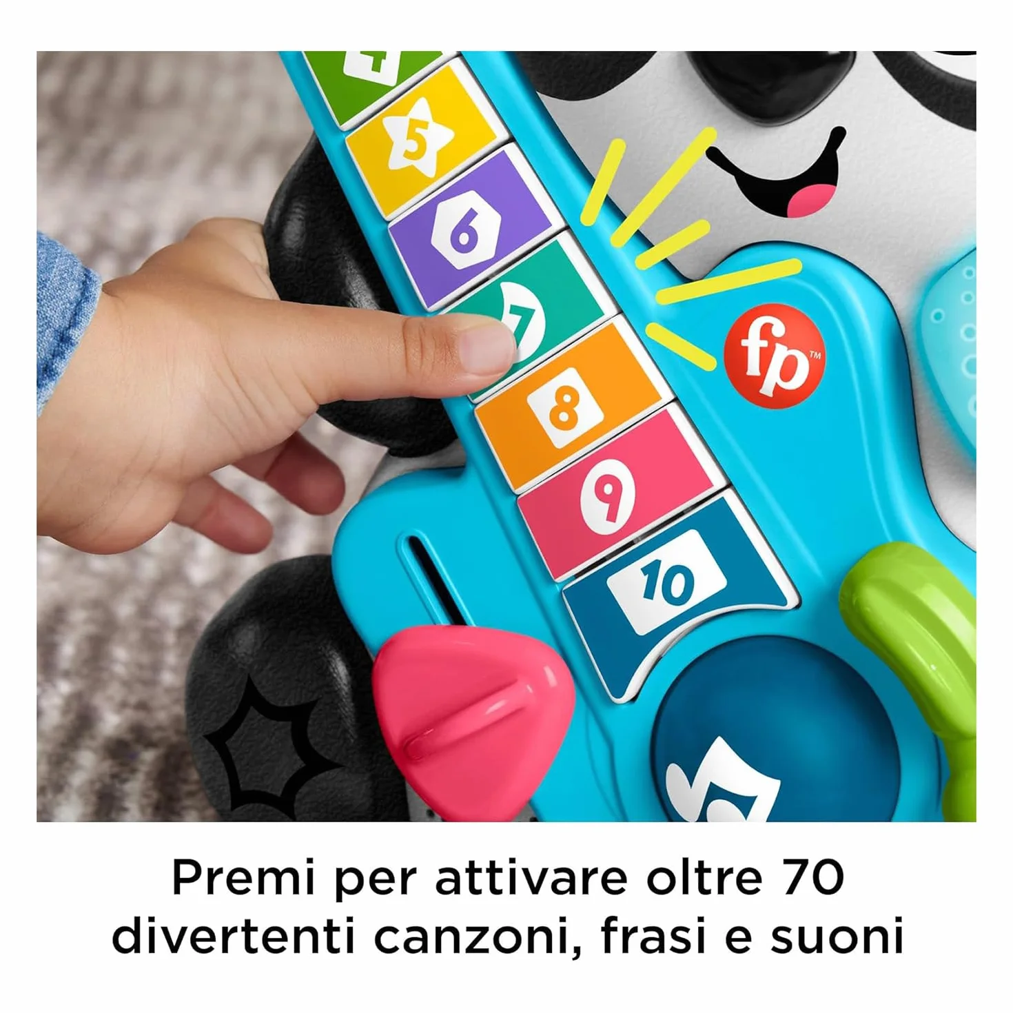 Fisher- Price Animal Band - Gina la Pandina Uczymy się liczyć, interaktywna panda do nauki z 10 klawiszami i 70 piosenkami, światłami, dźwiękami i mikrofonem, zabawka dla dzieci, 9+ miesięcy, HYL03