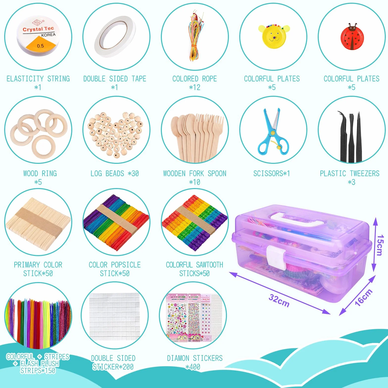 TAVADA Zestaw do majsterkowania dla dzieci, 3000 sztuk, do scrapbookingu, z pudełkiem do przechowywania, akcesoria do majsterkowania, papier do majsterkowania, rzemiosła artystycznego, do