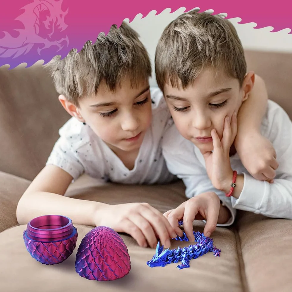 OSDUE Zabawka na biurko z nadrukiem 3D, smocze jajko, giętka i elastyczna, ze zdejmowaną tajemnicą, zabawka fidget, do polowania na jajka wielkanocne, dekoracja domu, biura dla dzieci, lazurowy fiolet