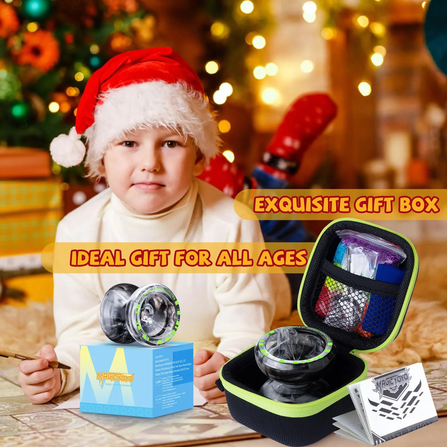MAGICYOYO Yoyo K3 Aurora-p, dwufunkcyjne Yo Yo dla responsywnych i niereagujących, sztuczka z obracaniem palcem jo-jo dla dzieci i początkujących, plastikowe yoyo z 12 strunami i zestawem akcesoriów