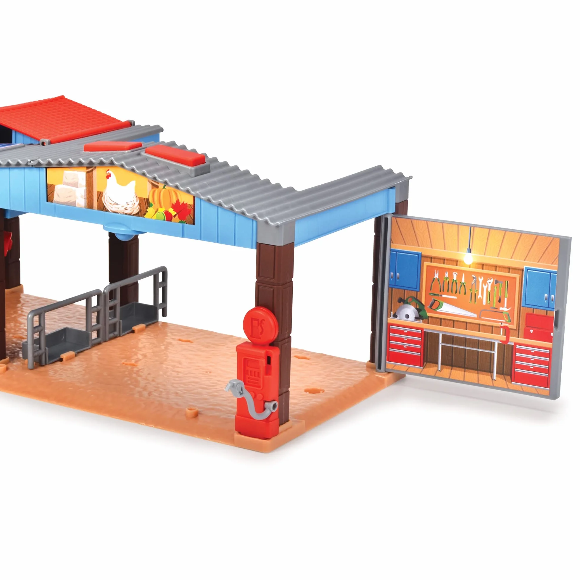 Dickie Toys 203735003 Stacja farma gospodarcza z traktorem i figurki; światło i dźwięk; ciągnik z przyczepą i krowami; zabawa w rolnika; wymiary: 17x30x15 cm; prezent dla dzieci od 3 lat