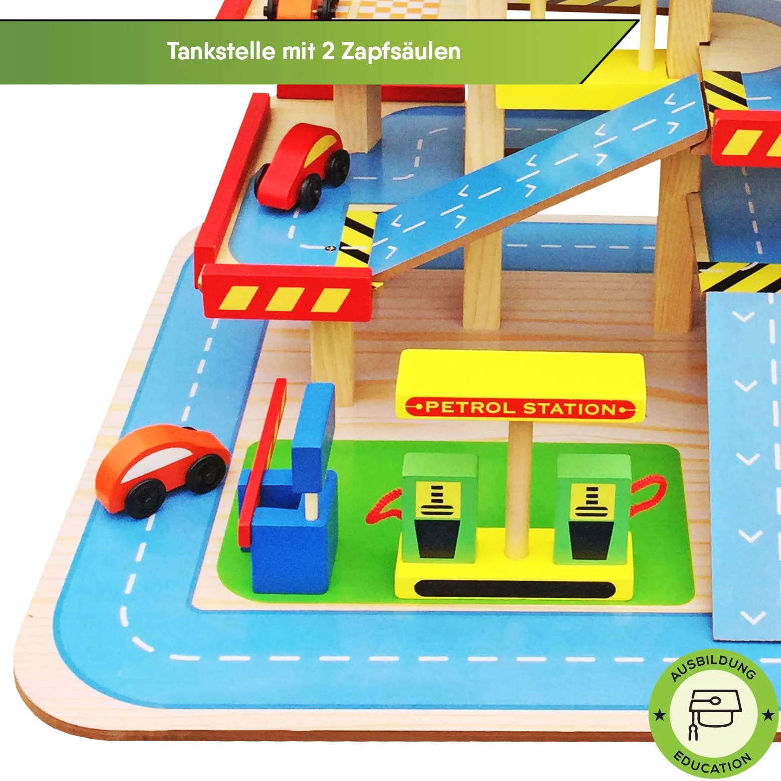 Balinco PARKING HOUSE DLA DZIECI, gara z 3 pitrami, winda, kasa biletowa, myjnia samochodowa, stacja benzynowa, 4 samochody, helikopter - drewniane zabawki od 3 lat