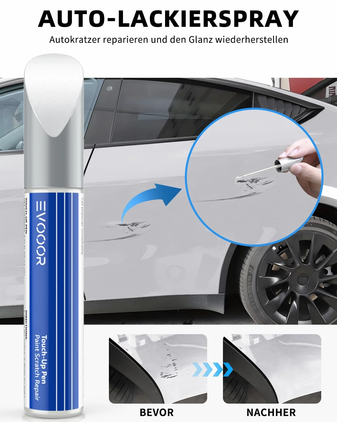 Tesla Farba do poprawek - naprawa zarysowań DIY z farbą dopasowaną do koloru dla Model 3/Y/S/X Pearl White (PPSW)