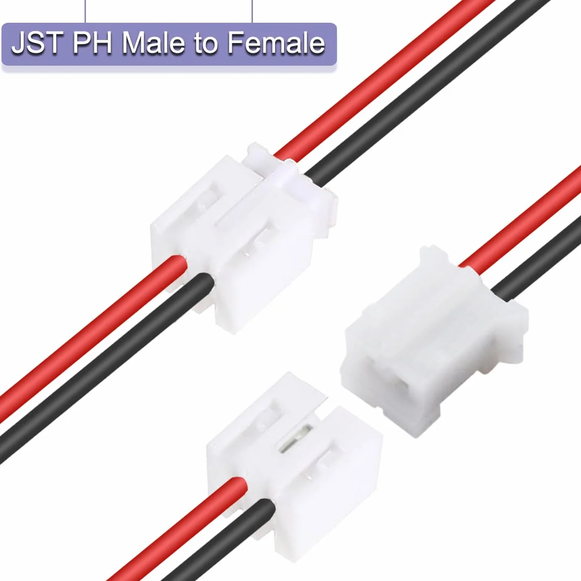 40 szt. JST 2.0 PH 2-pinowe złącze męskie z kablem 10 cm i żeńskim mikro JST PH 2,0 mm 2-pinowe złącze wtykowe do samolotu, quadkoptera, łodzi, samochodu, zabawek, panelu sterowania PCB