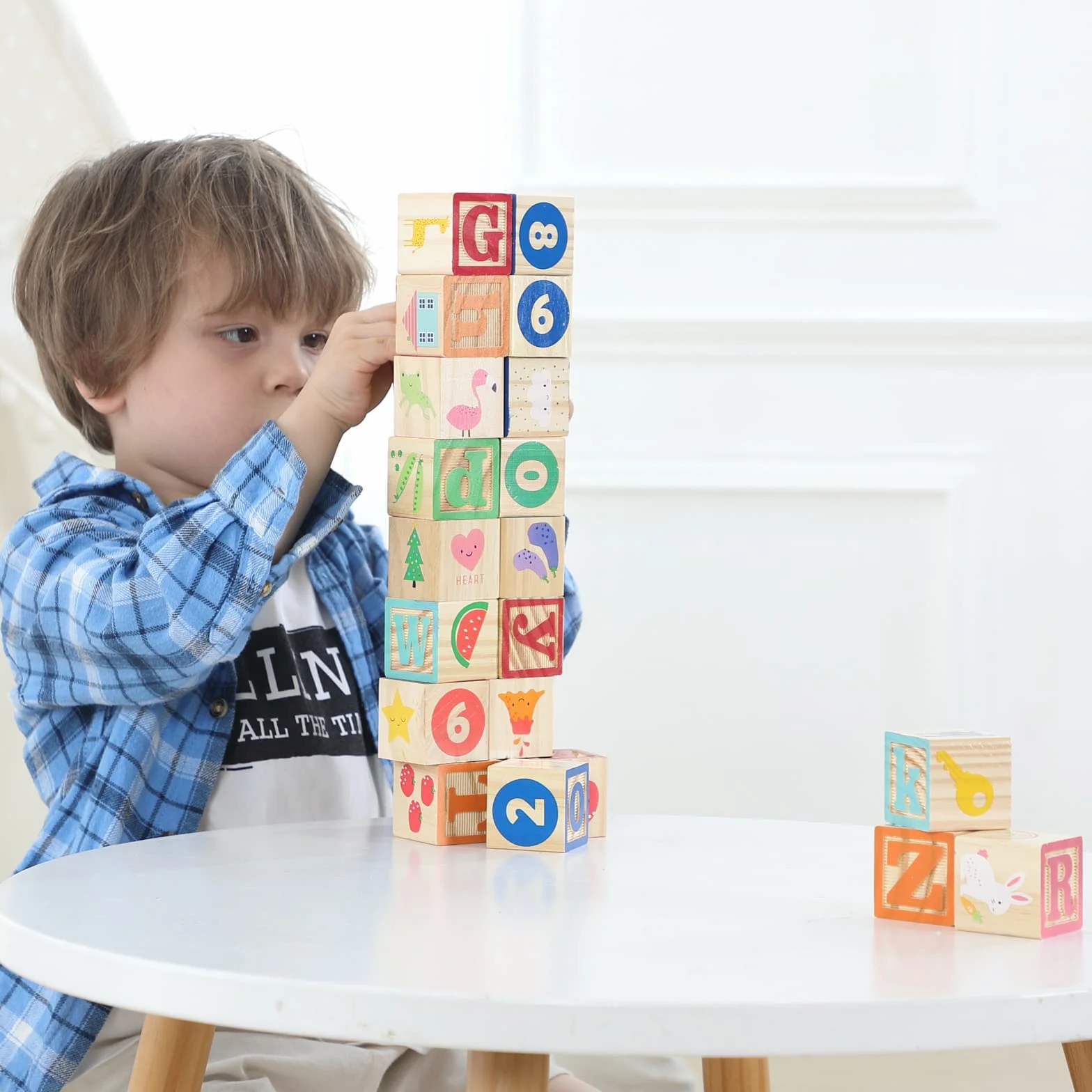 Jacootoys 36 sztuk drewniane bloki ABC 1.65" duże litery alfabetu numer zestaw klocków budowlanych Montessori zabawki edukacyjne dla dzieci