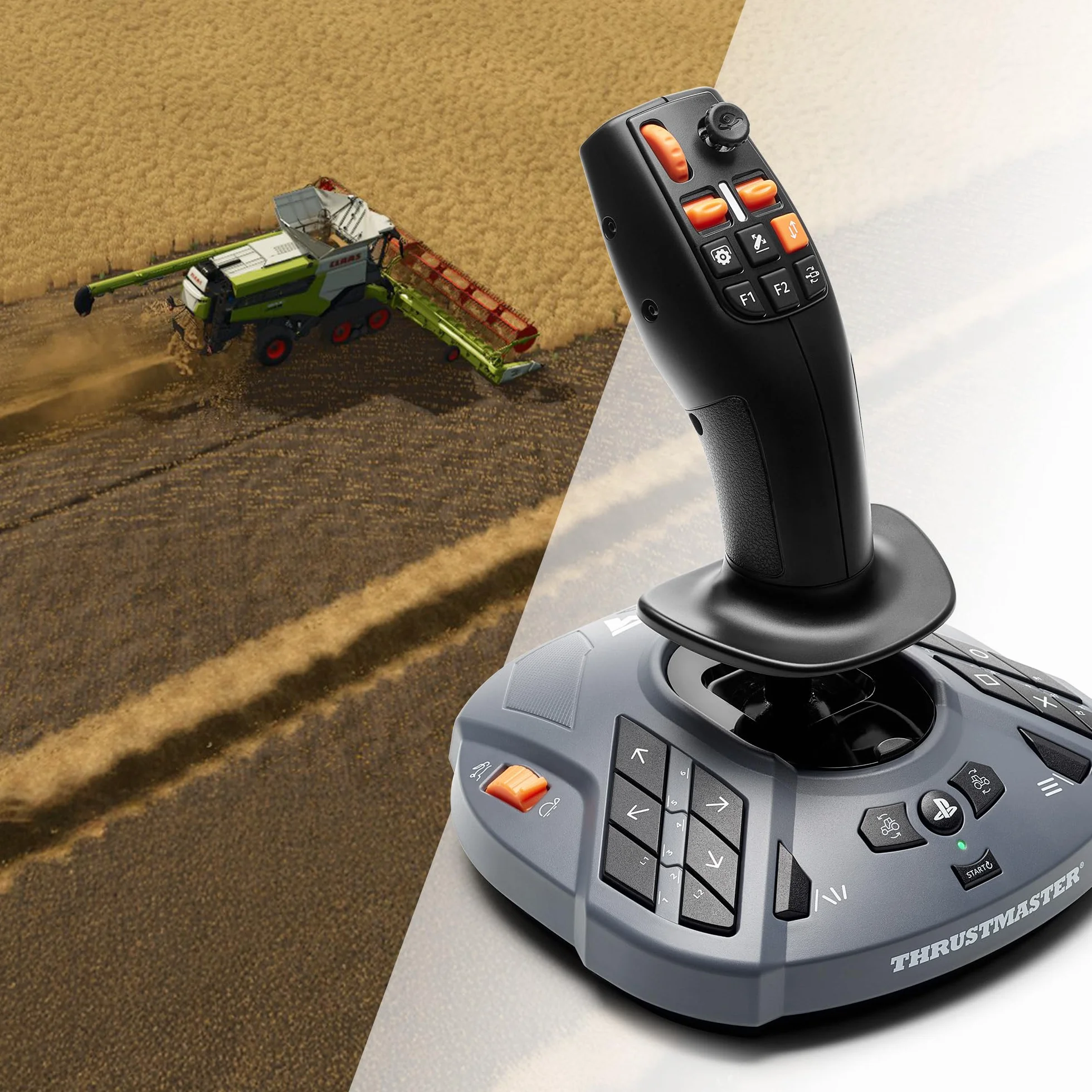Thrustmaster SimTask FarmStick – Joystick Rolniczy do Symulatora Farmy i Maszyn Budowlanych – 33 Przyciski Akcji, Precyzja H.E.A.R.T – Kontroler do PC, PS5 i PS4 – Czarny