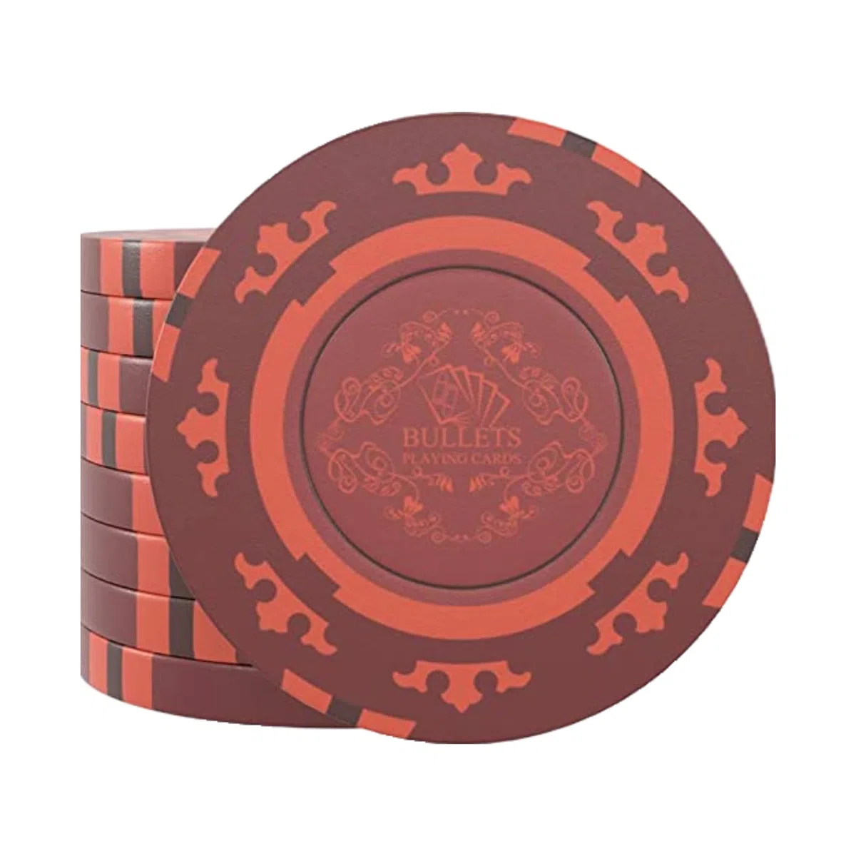Bullets Playing Cards, 25 Clay żetony do pokera Corrado do zestawu do pokera, bez wartości, 14 g, średnica 4 cm, kolor czerwony