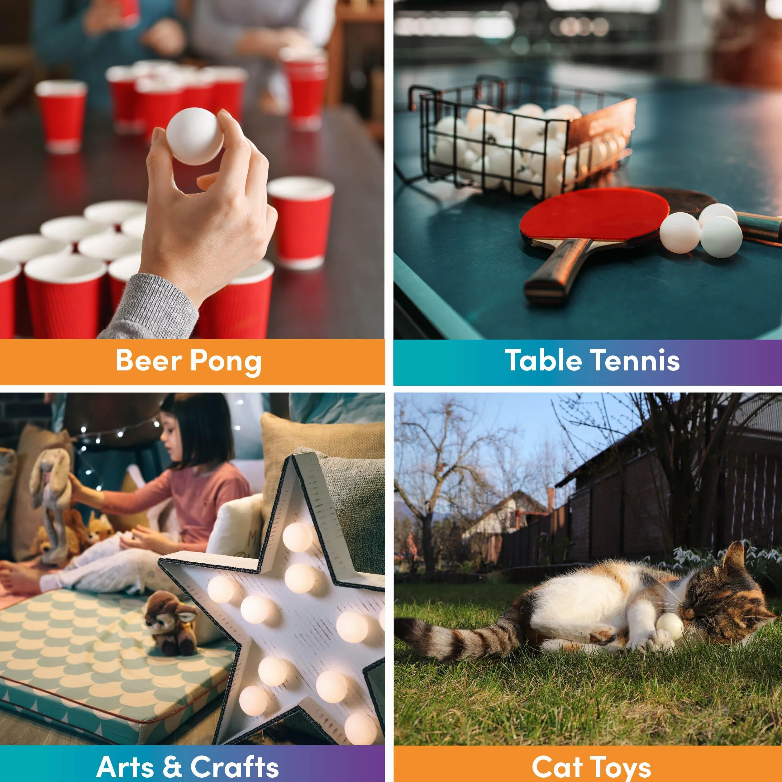 The Twiddlers - 50 White Ping Pong Balls for Crafts, Table Tennis and Beer Pong