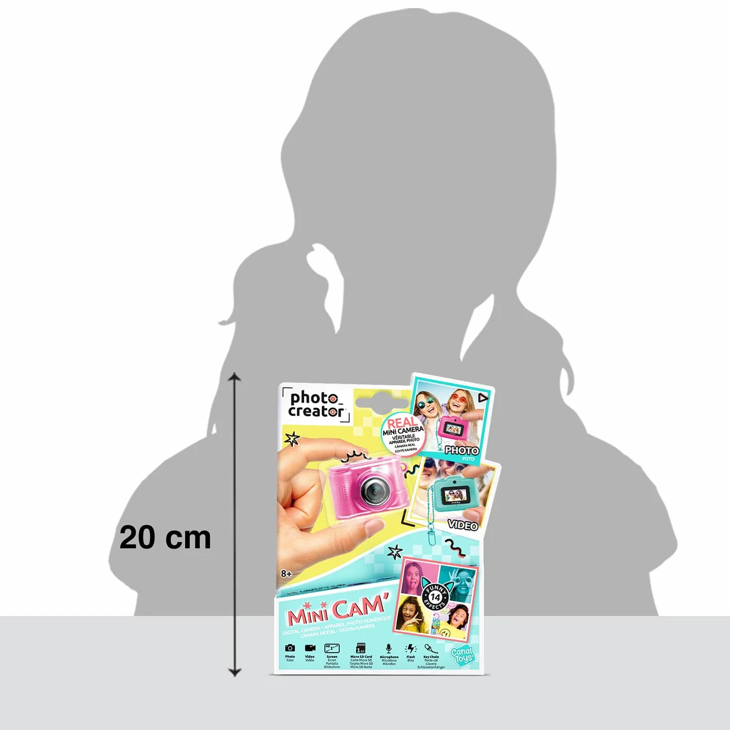 Canal Toys Kreator zdjęć - aparat cyfrowy i wideo Mini Cam - kompaktowy - z brelokiem i kartą SD 1 GB w zestawie - CLK 061, różowy