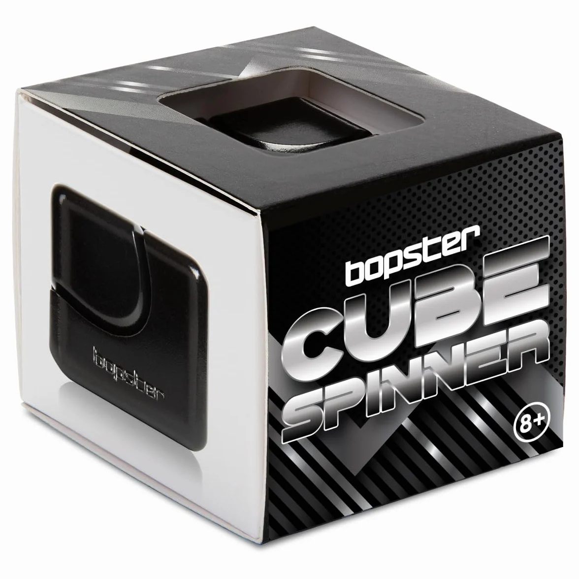 bopster Fidget Cube Spinner | Anodyzowany metalowy ręczny spinner, zabawka sensoryczna i łagodząca stres, dla dzieci i dorosłych, ADHD, ADD, autyzm, czarna