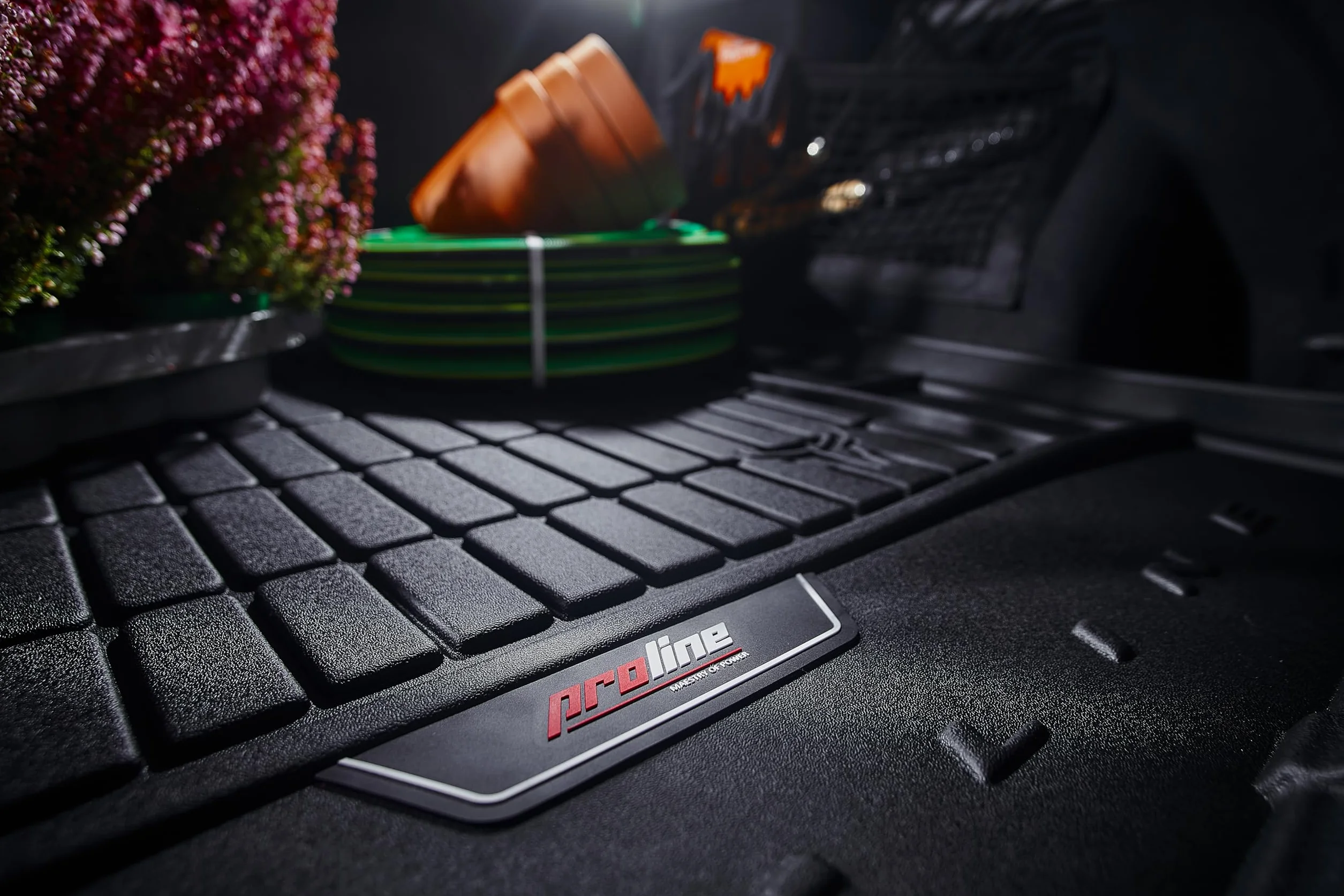 FROGUM ProLine 3D z logo gumowa eskluzywna mata do bagażnika dopasowana do Ford S-Max II 2014-2023 | Wygodny organizer | Najwyższe ranty | Stylowy design